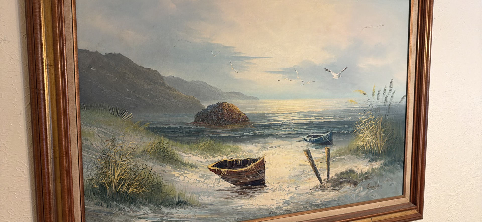 Pair of Large Landscape Paintings in Ornate Frames - image 2 of 13