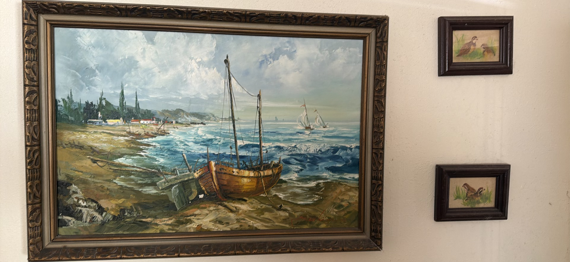 Vintage Mantel Clock with Nautical and Landscape Art - image 7 of 25