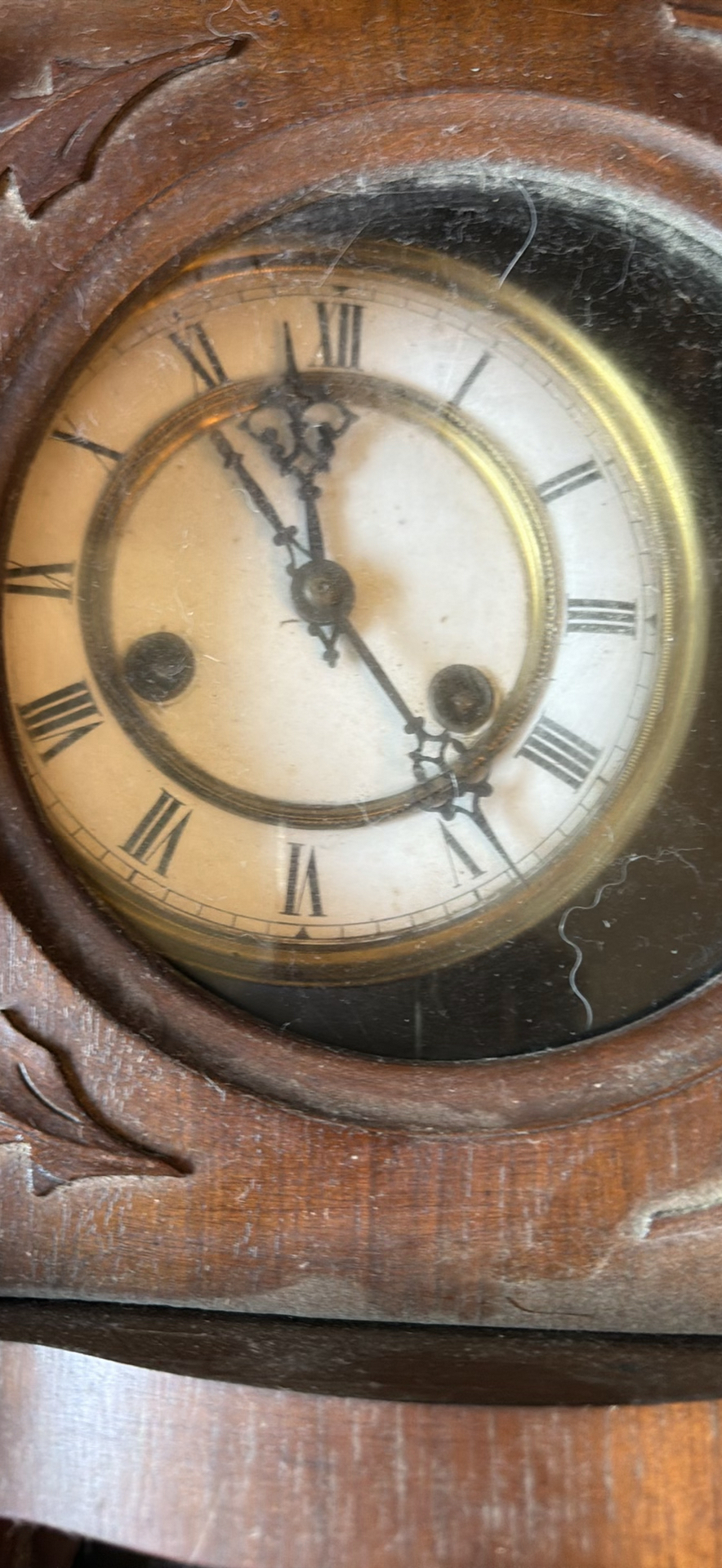 Antique carved wooden pendulum wall clock - image 2 of 5