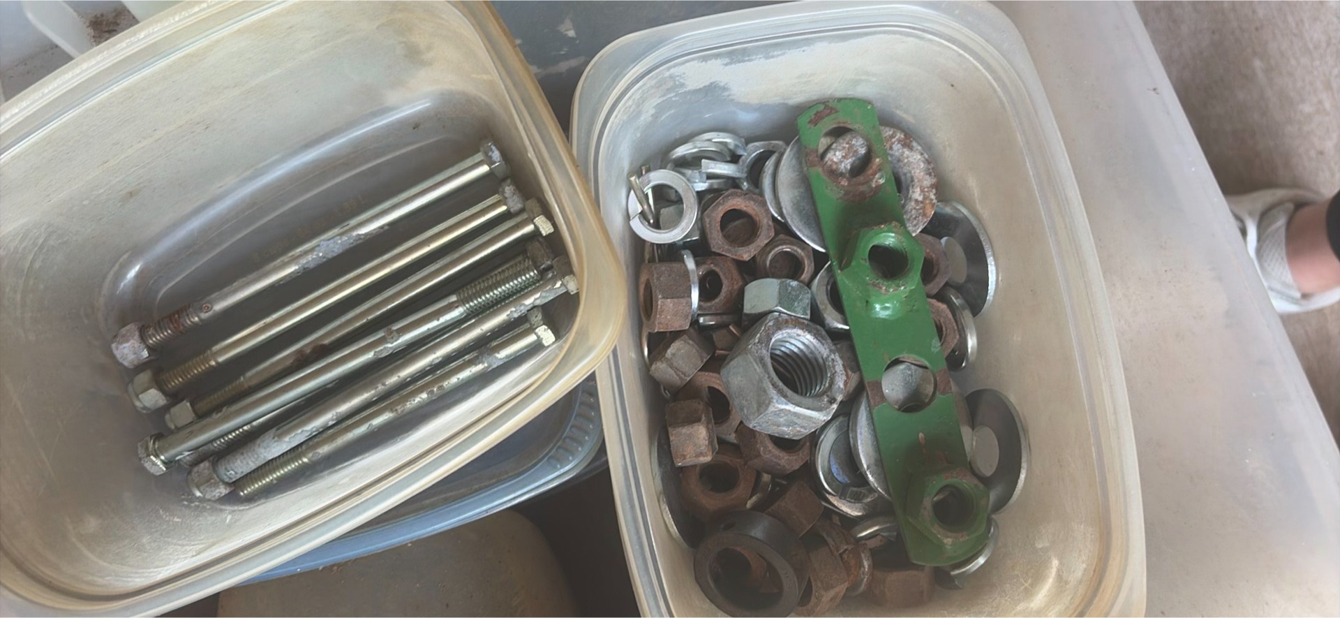 Assorted metal hardware and fasteners in plastic bins - image 6 of 7