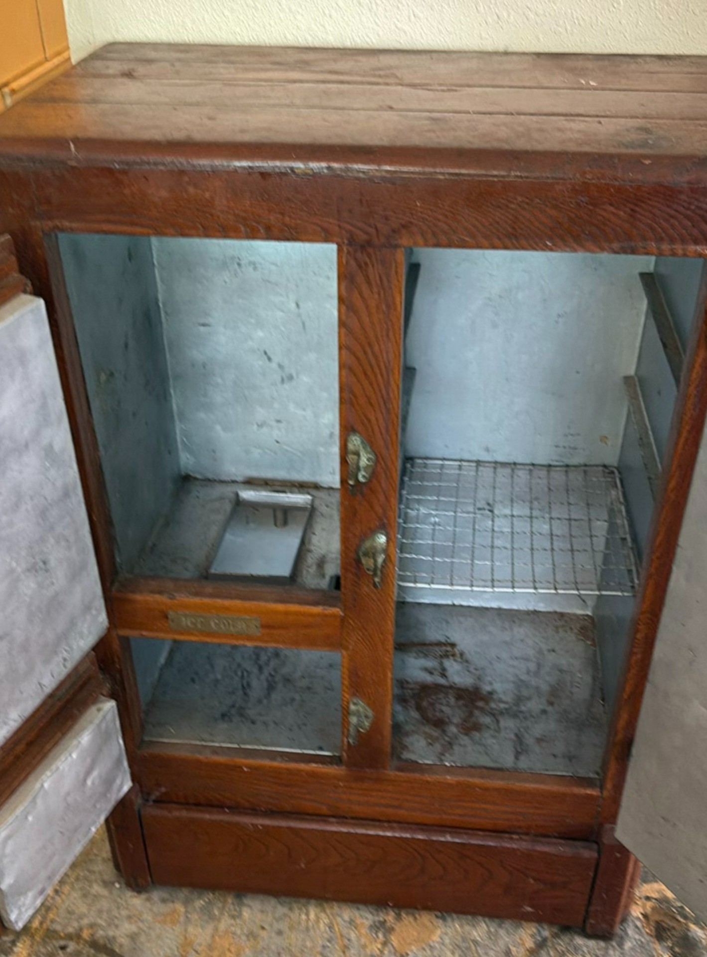 Antique wooden icebox cabinet - image 3 of 6