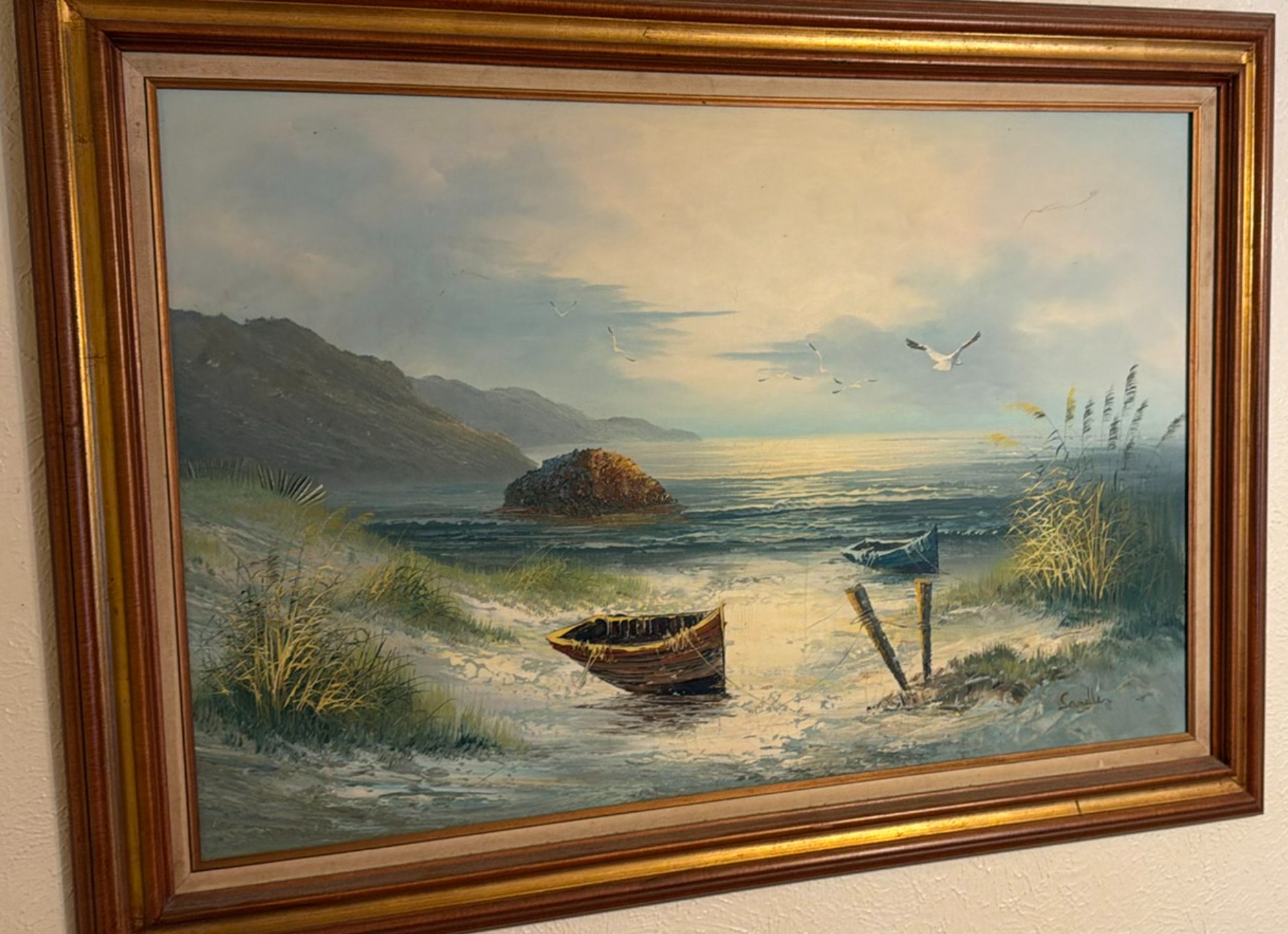 Pair of Large Landscape Paintings in Ornate Frames - image 1 of 13