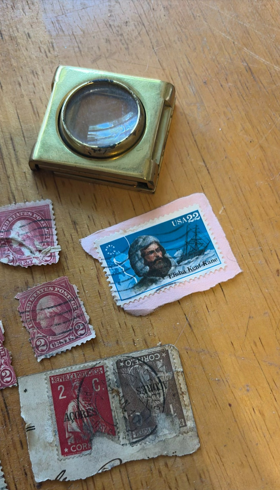 Vintage US stamps and brass magnifier - image 3 of 4