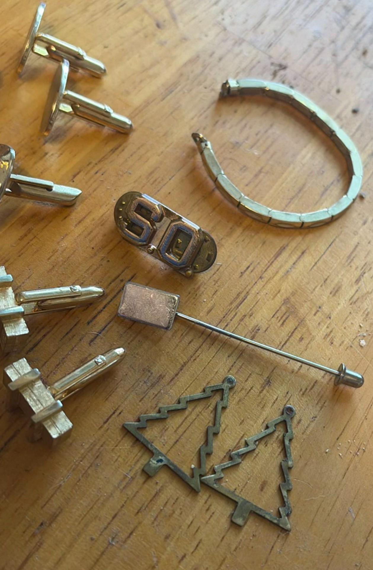 Assorted cufflinks, pins, tie accessories, and bracelet - image 5 of 5