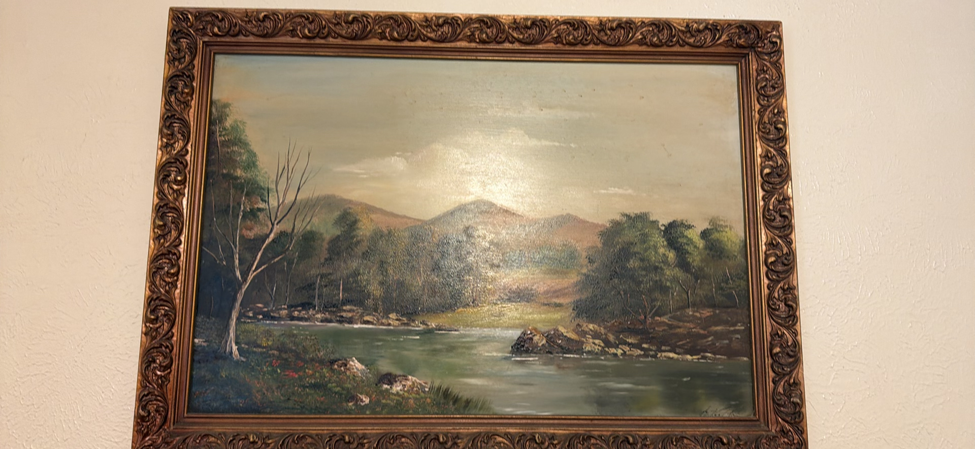 Pair of Large Landscape Paintings in Ornate Frames - image 8 of 13