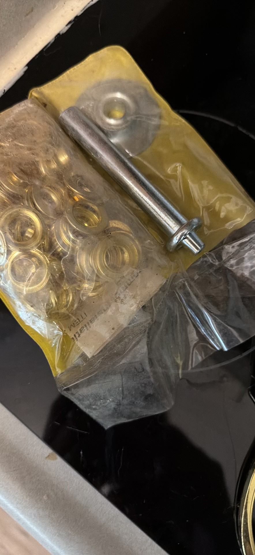 Assorted hardware items including brass hooks and carabiner - image 4 of 5