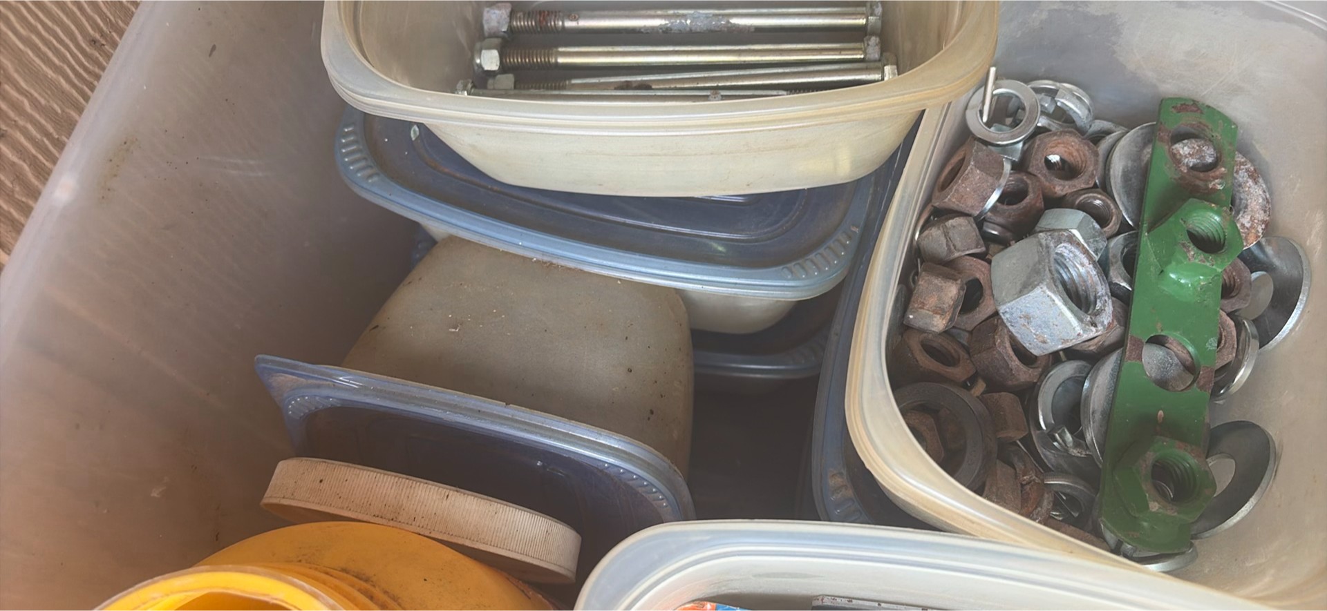Assorted metal hardware and fasteners in plastic bins - image 7 of 7