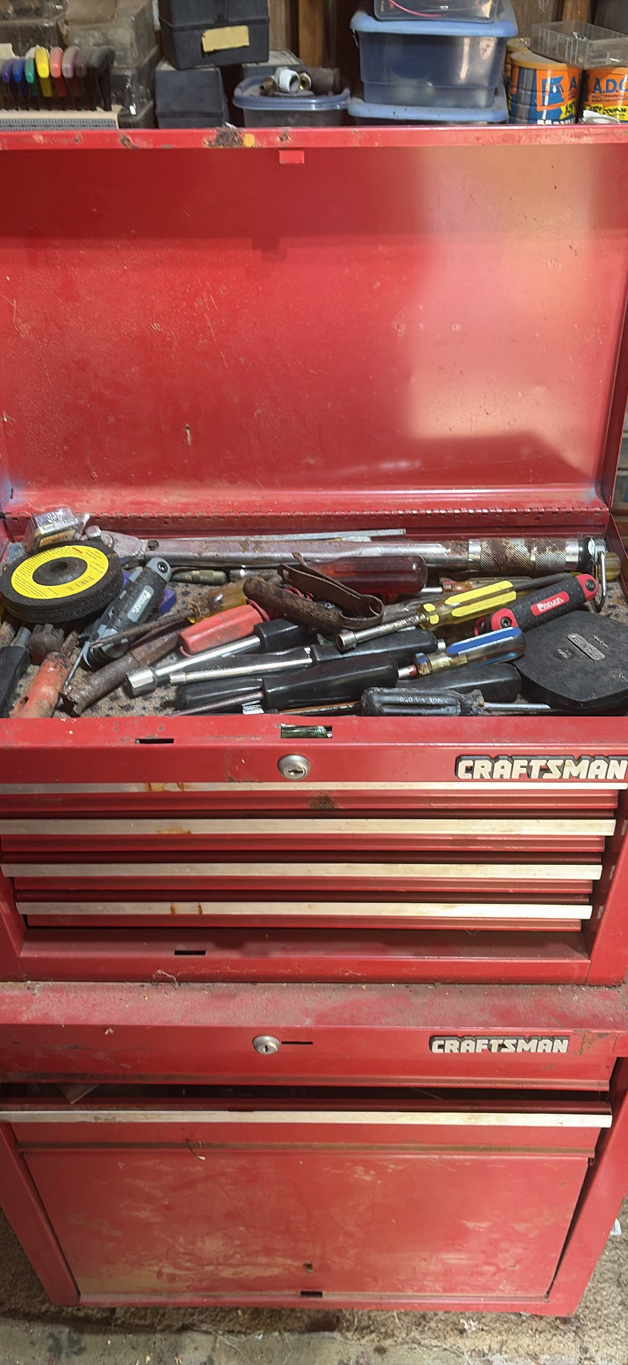 Craftsman red tool chests with assorted hand tools - image 3 of 10