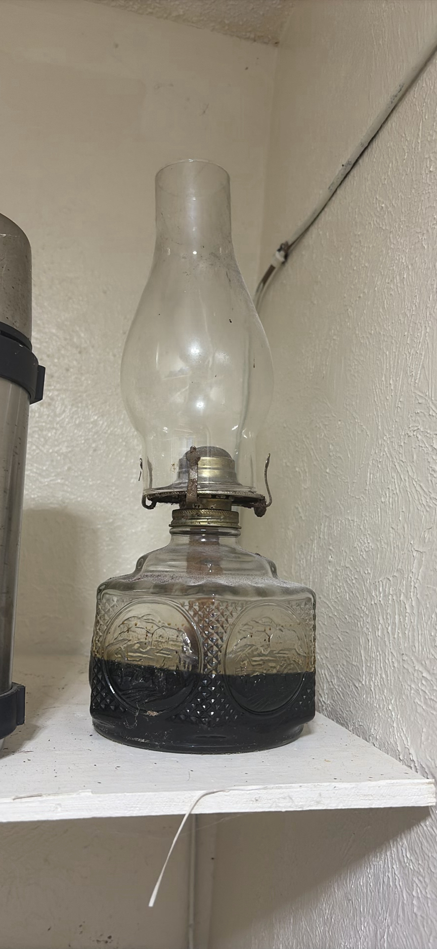 Assorted vintage metal kitchen containers, thermoses, and an oil lamp - image 8 of 9