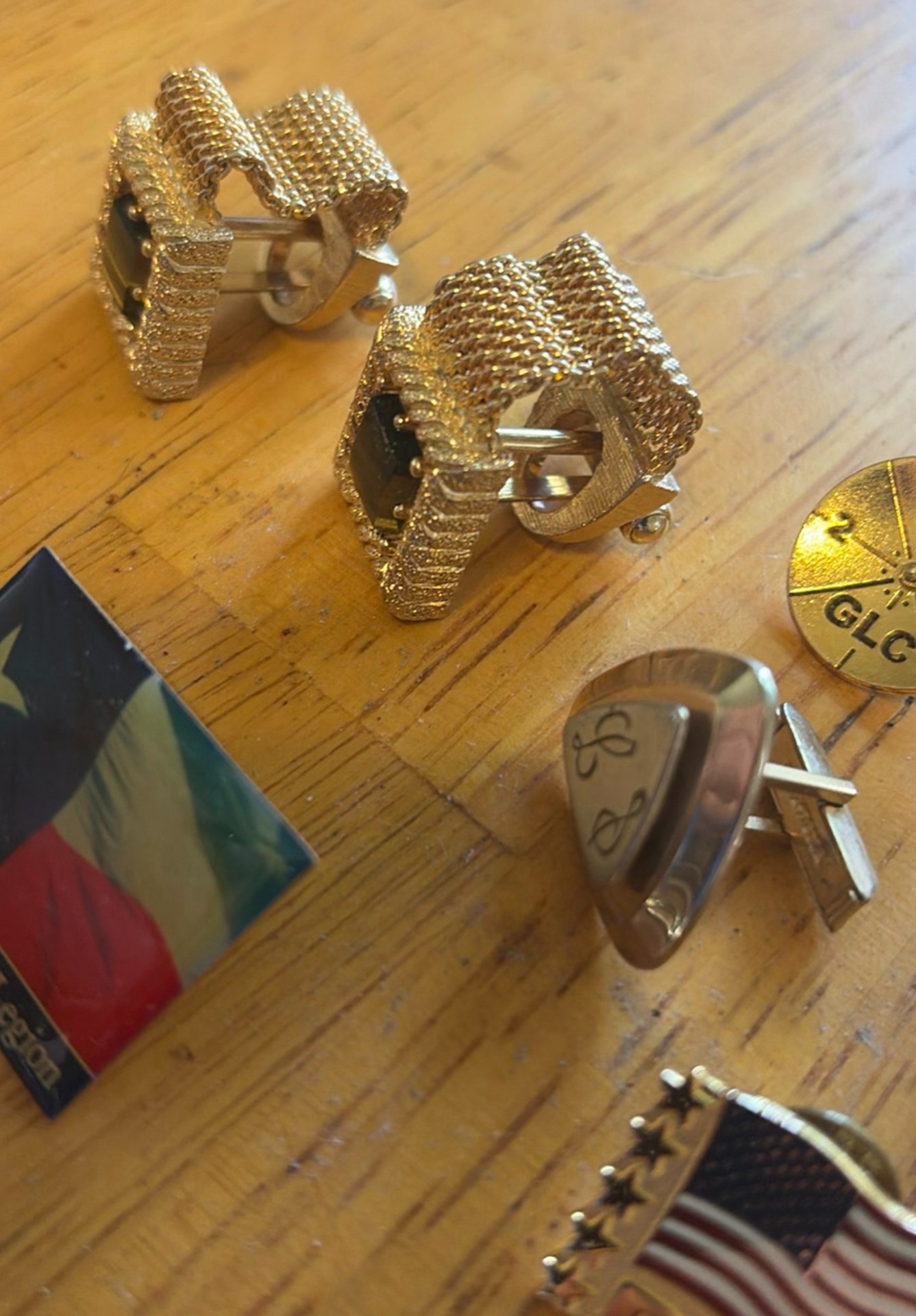 Assorted cufflinks, pins, tie accessories, and bracelet - image 3 of 5