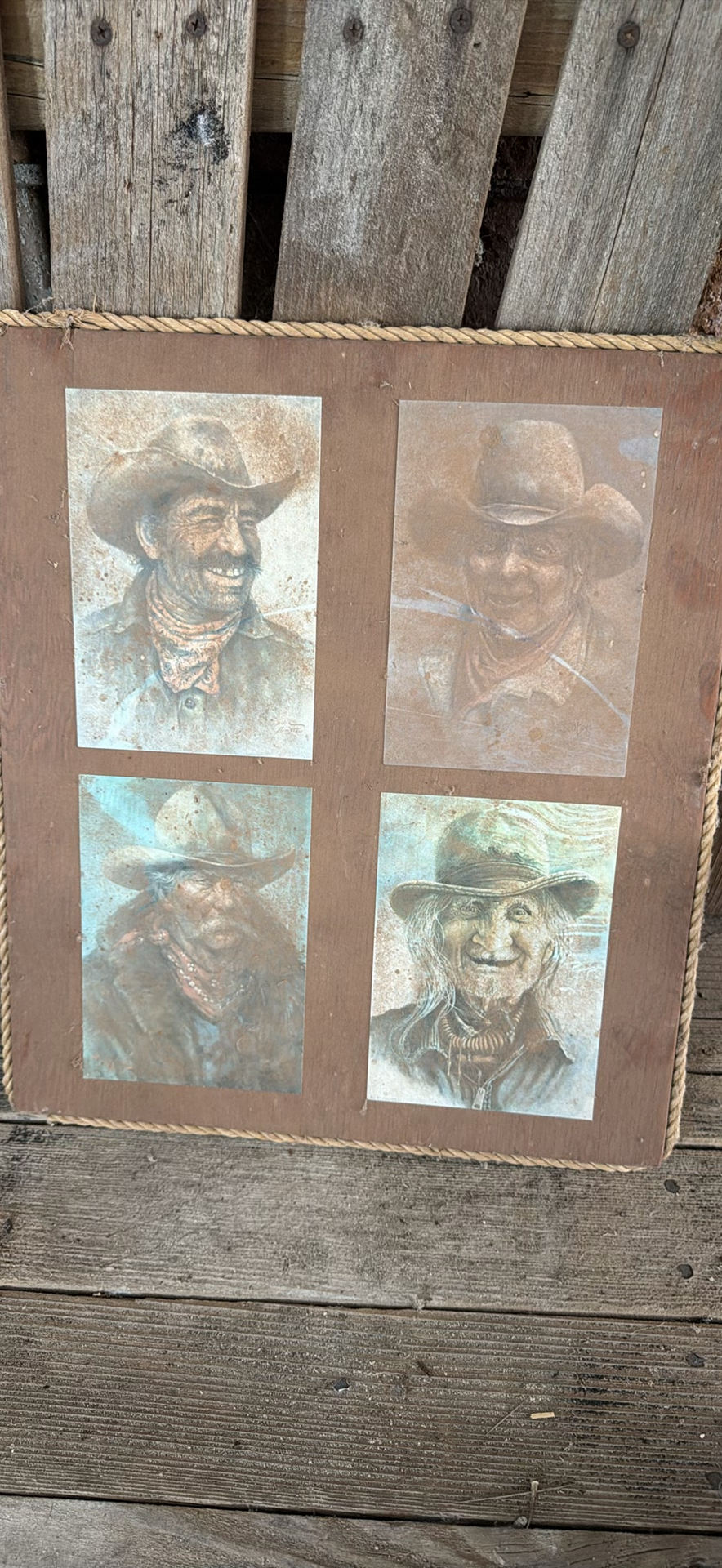 Rustic wooden chair with four-photo collage frame - image 2 of 5