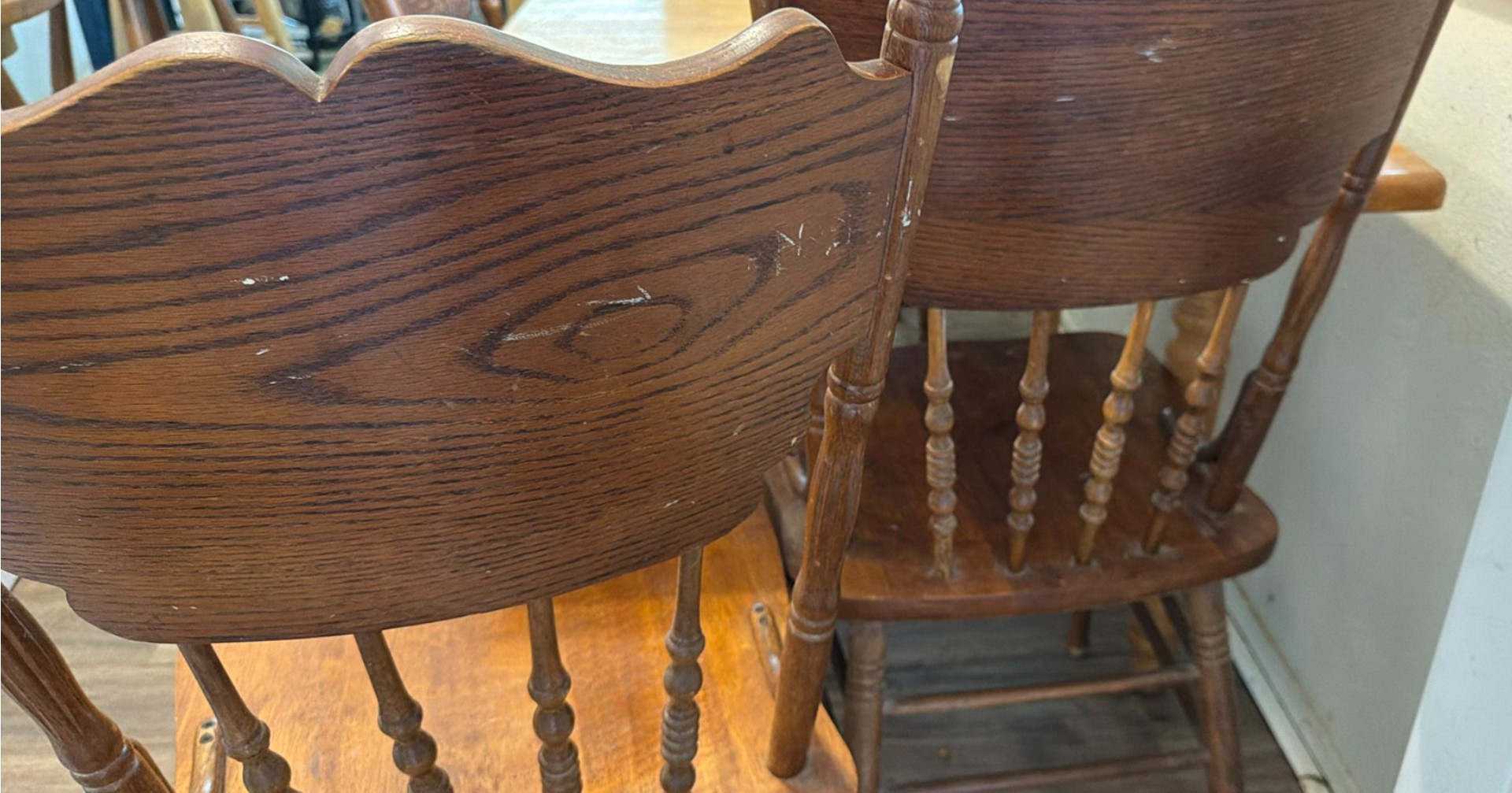 Wooden dining table with carved-back chairs - image 4 of 4