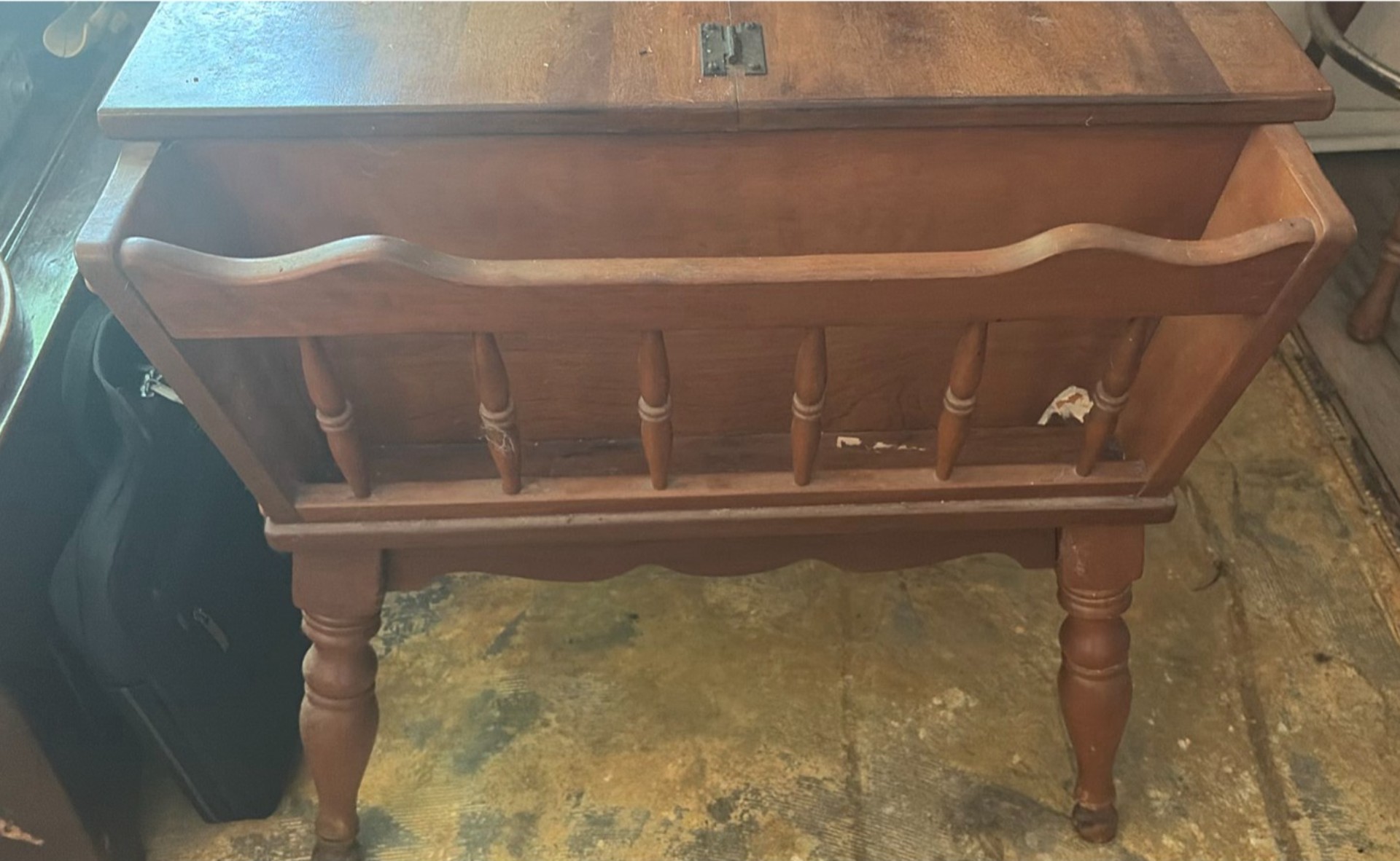 Antique wooden end table with lift-top lid and interior storage - image 2 of 4