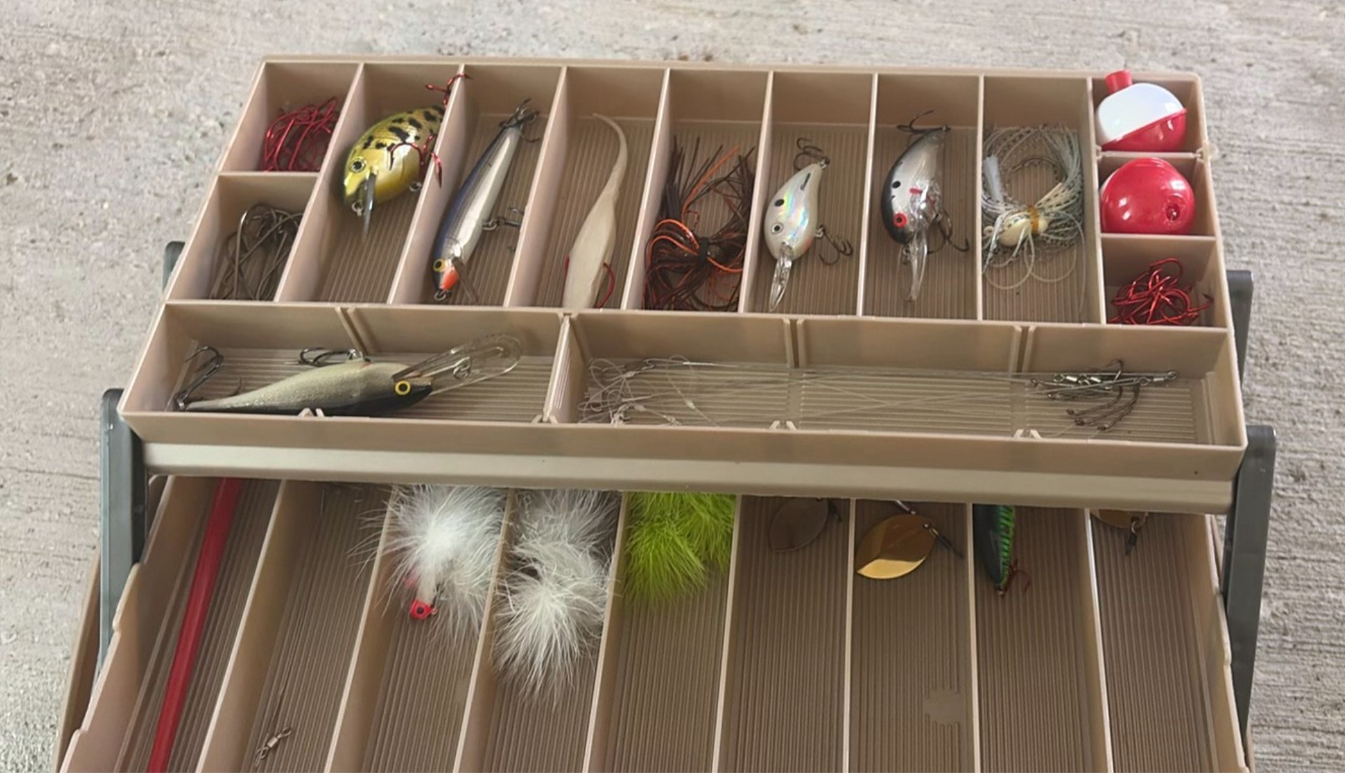Fishing tackle box with lures and fishing rods - image 5 of 13