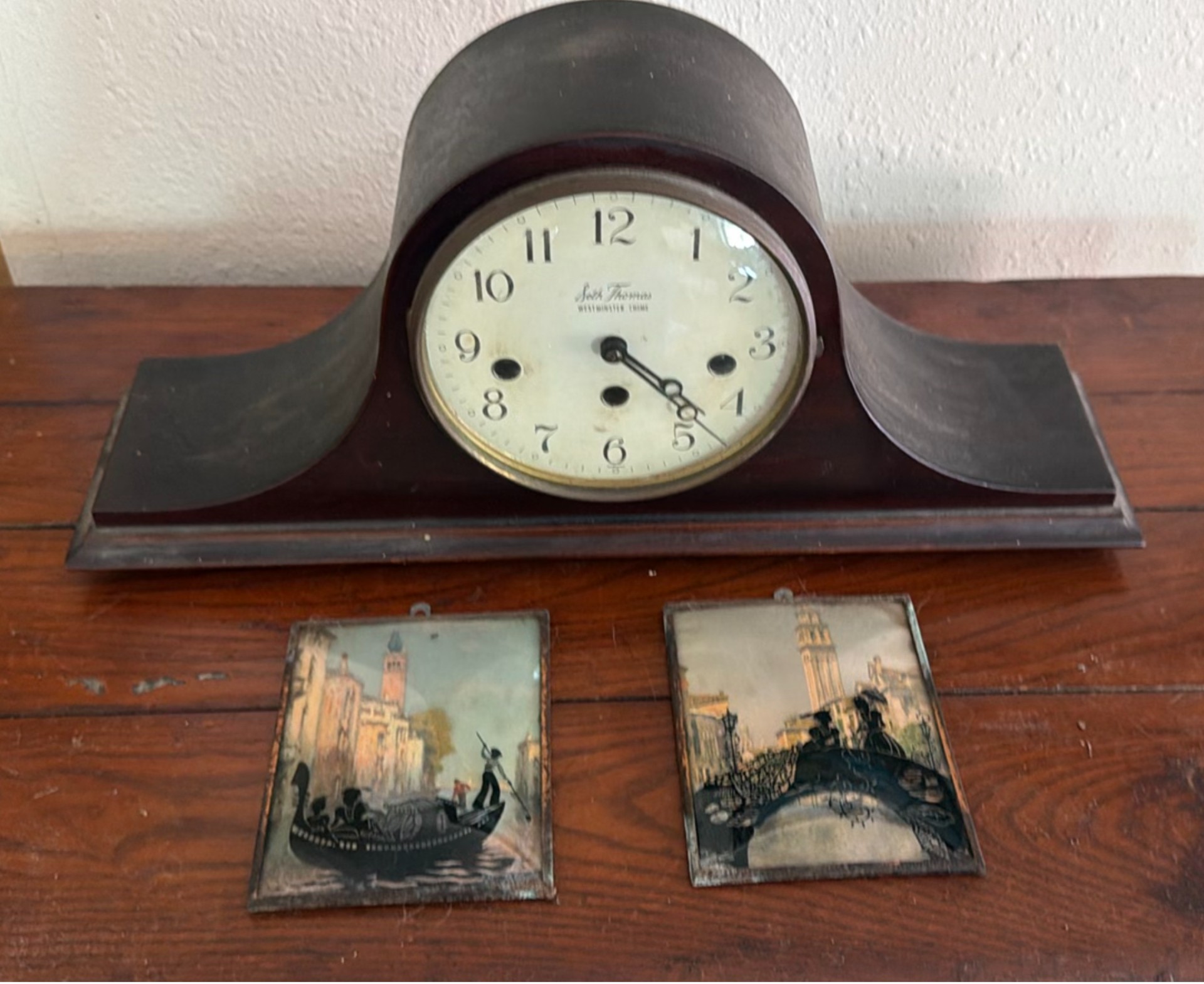 Vintage Mantel Clock with Nautical and Landscape Art - image 1 of 25