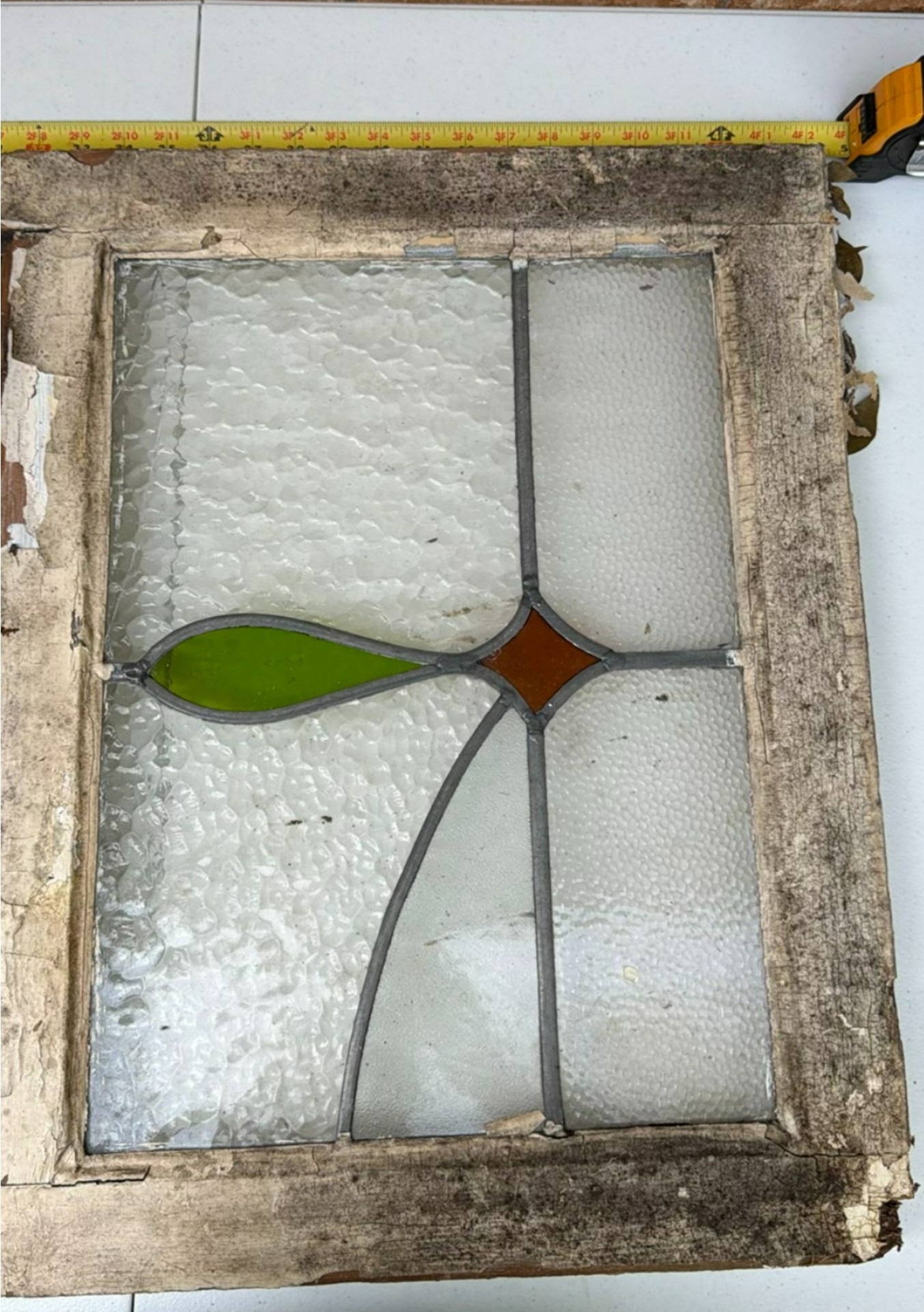 Three stained glass window panels with geometric designs - image 4 of 7