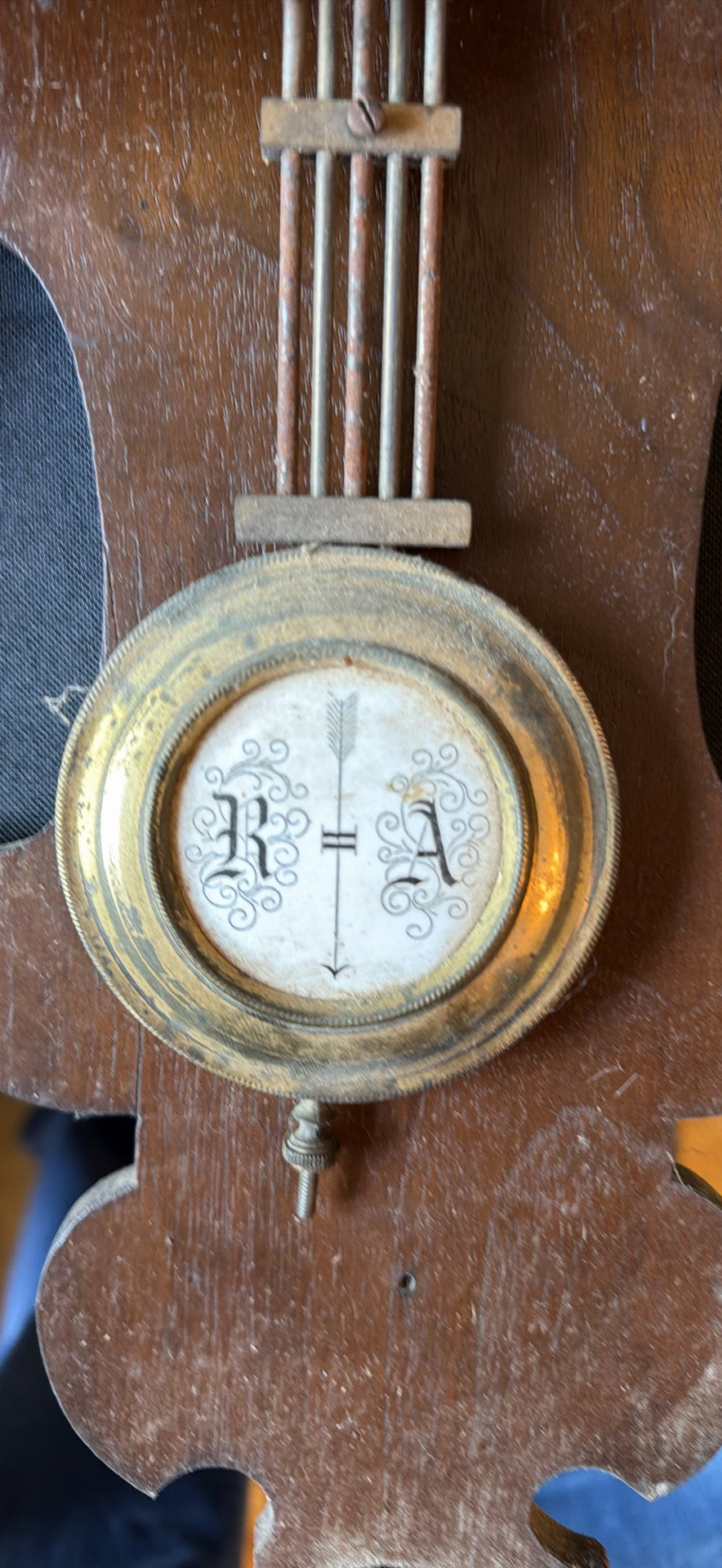 Antique carved wooden pendulum wall clock - image 3 of 5
