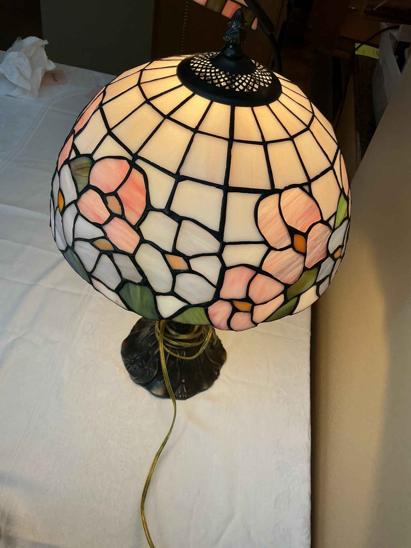 Two vintage stain glass lamps - image 2 of 5
