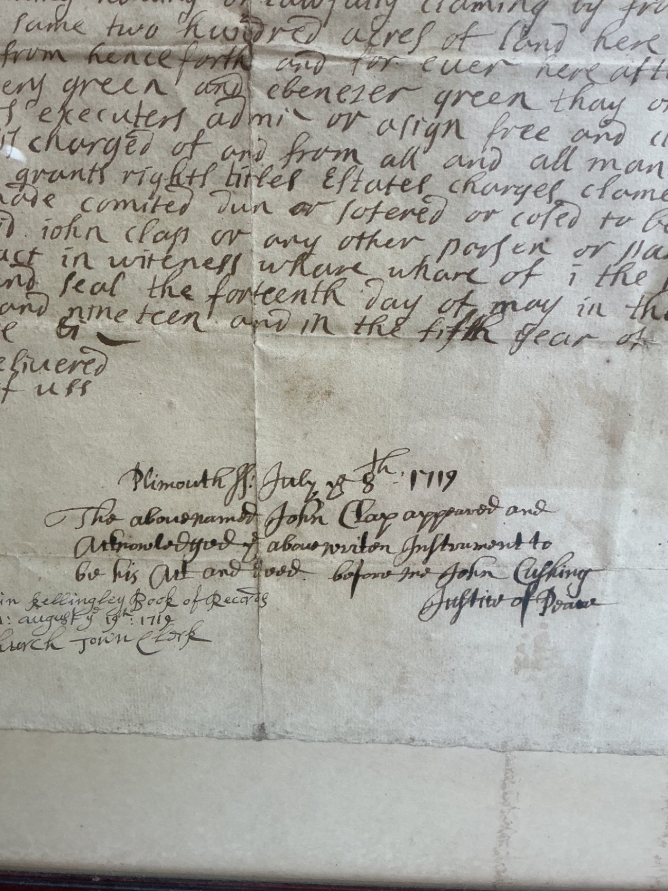 A framed Deed of Land from 1719 - image 4 of 7