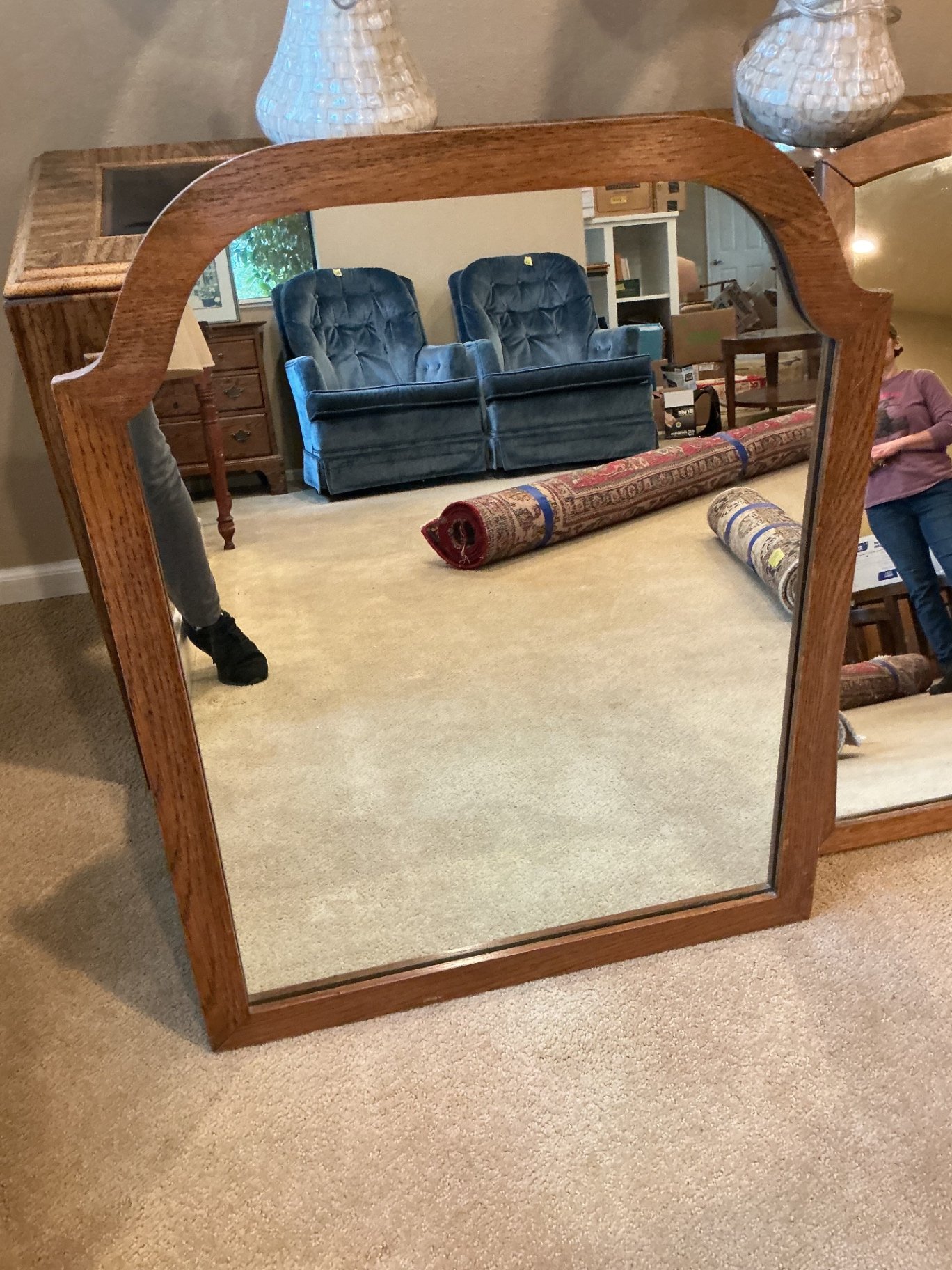 Two Vintage Wood Framed Wall Mirrors - image 3 of 4