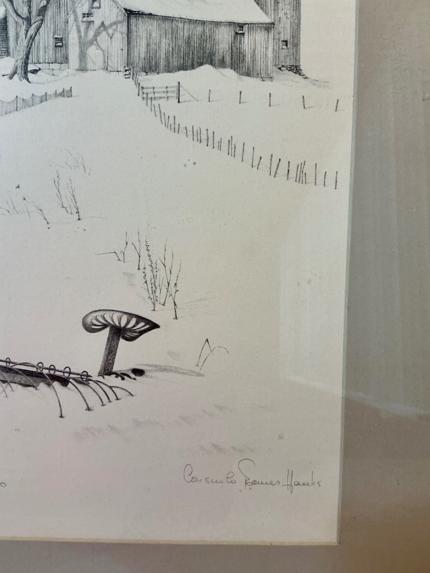 Two framed, signed, numbered pencil and ink wall art - image 7 of 7