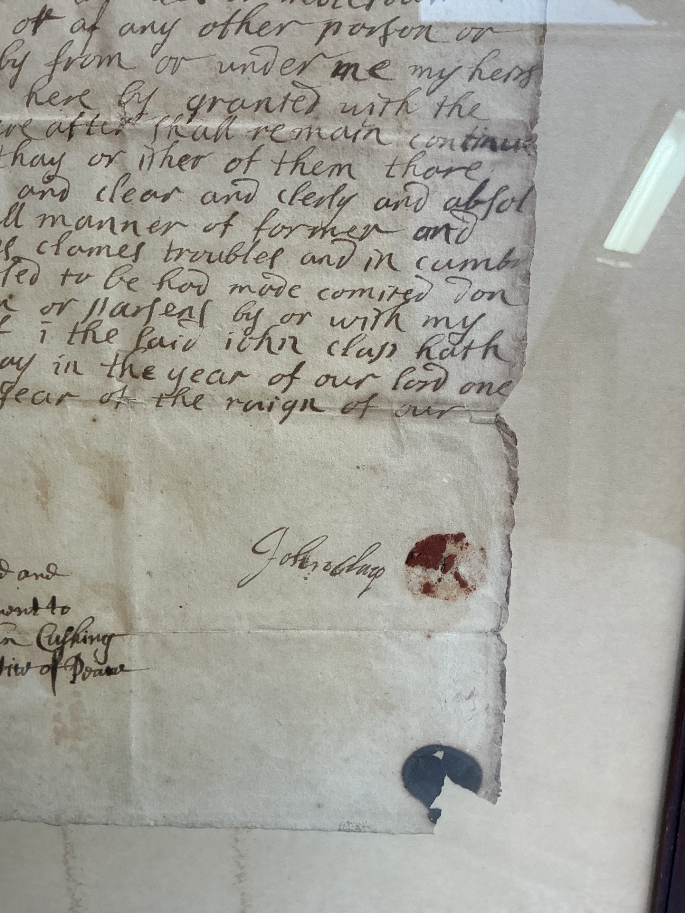 A framed Deed of Land from 1719 - image 5 of 7