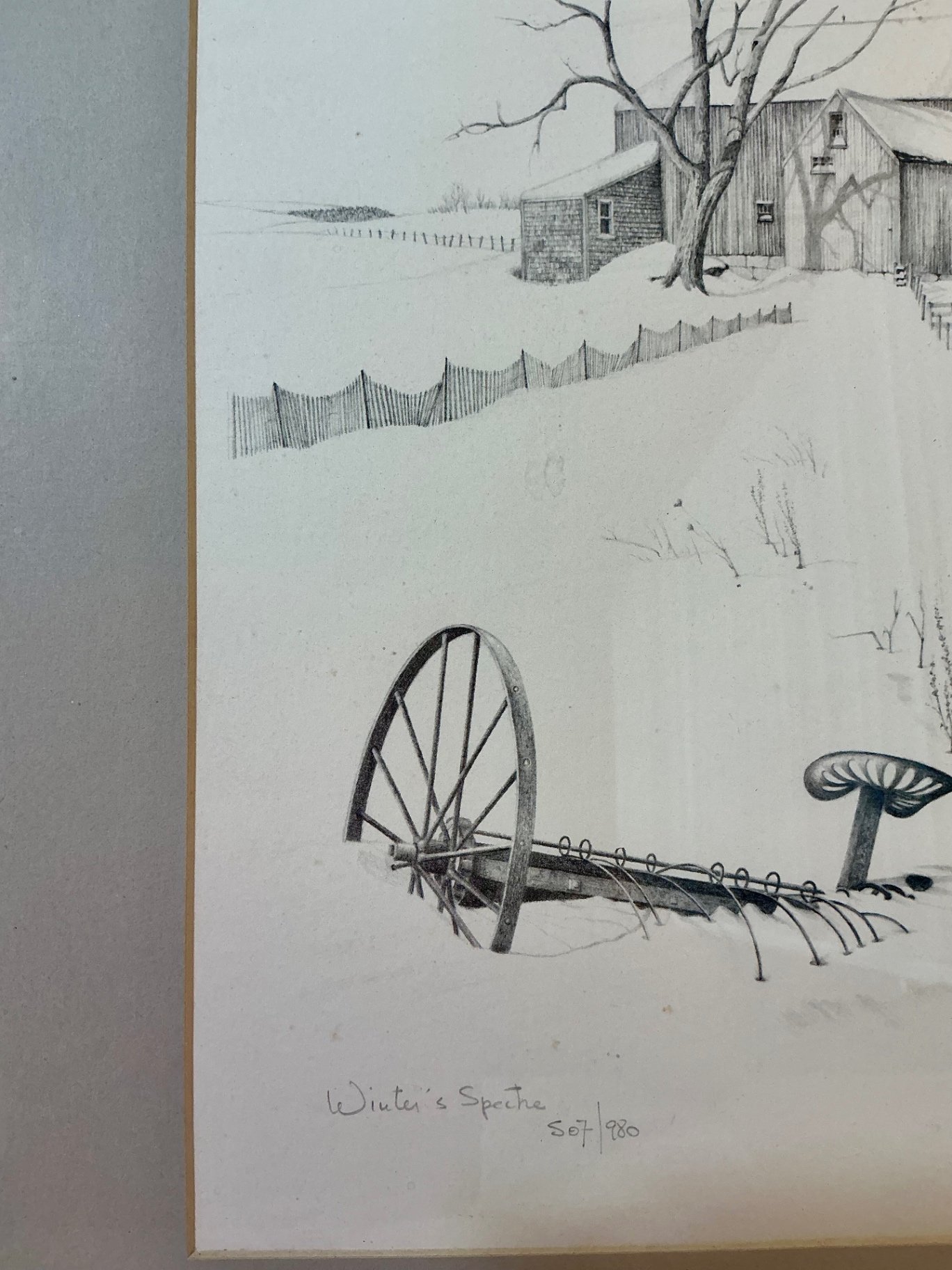 Two framed, signed, numbered pencil and ink wall art - image 6 of 7