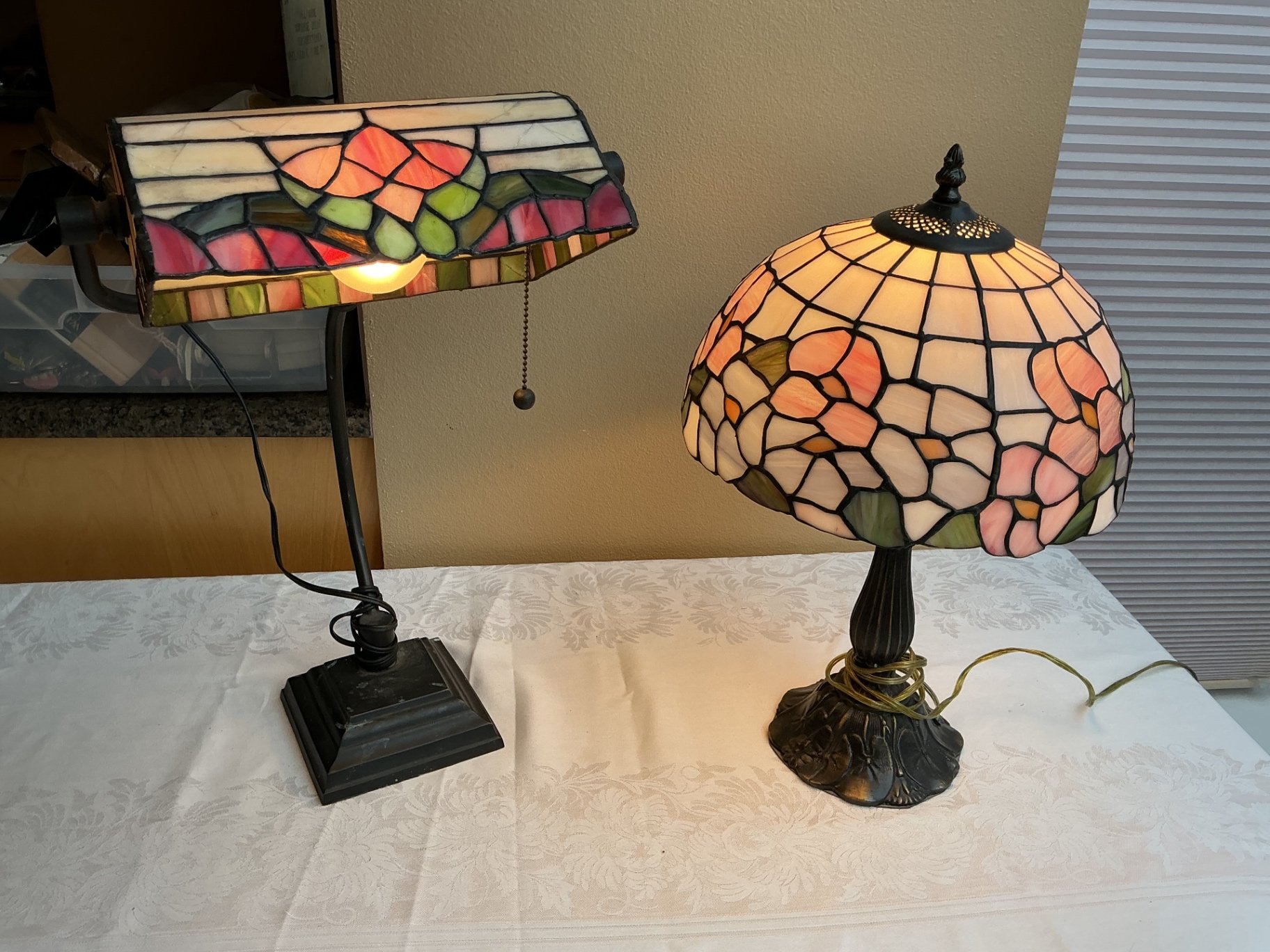 Two vintage stain glass lamps - image 1 of 5