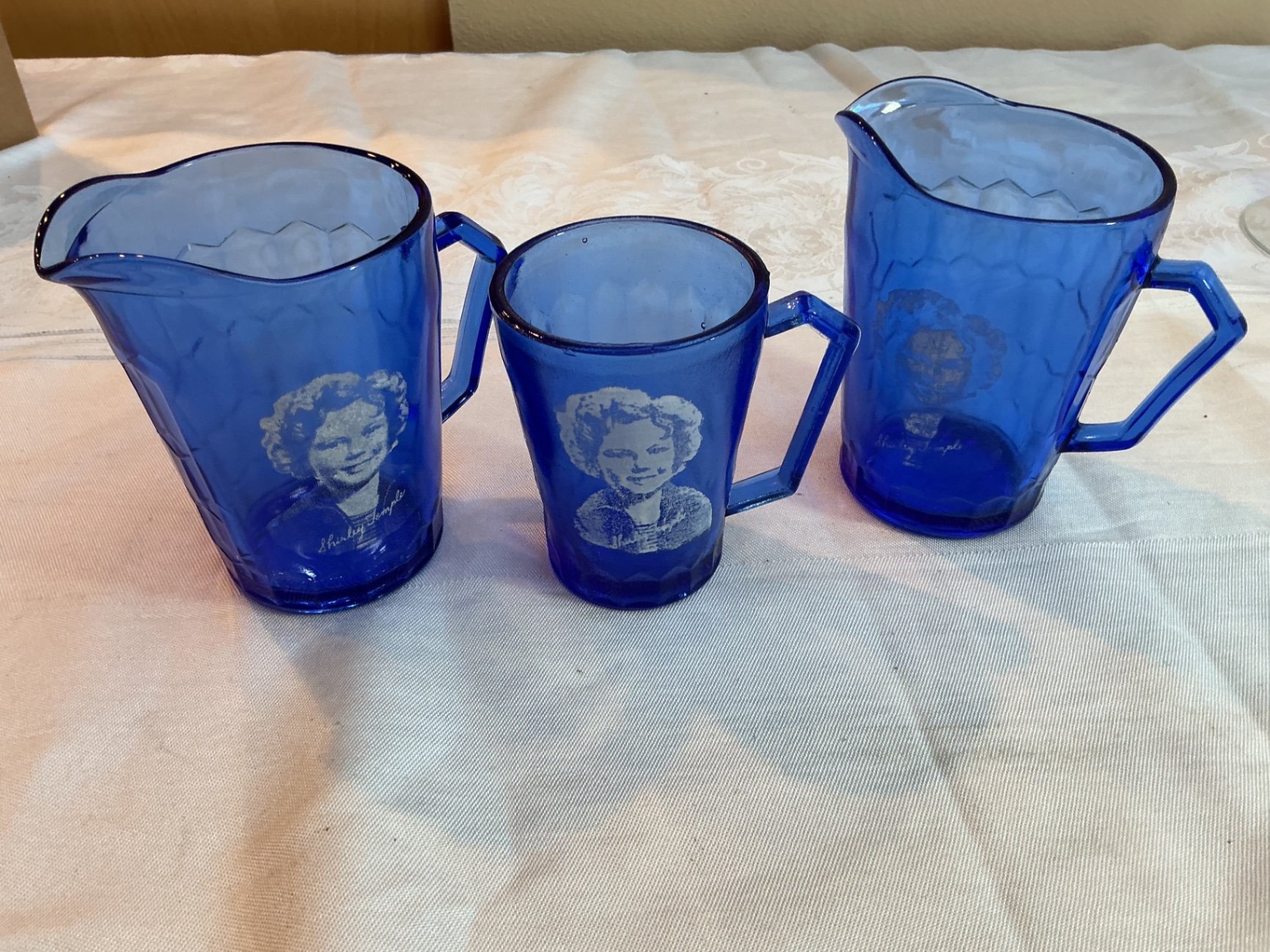The vintage Blue glass Shirley Temple mugs - image 1 of 3
