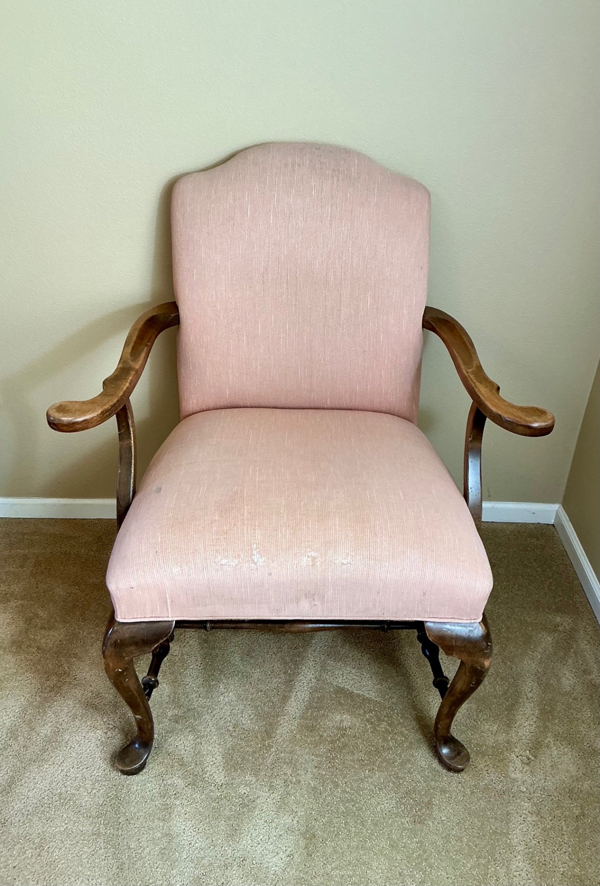 Two vintage upholstered armchairs with carved wood frames - image 6 of 9