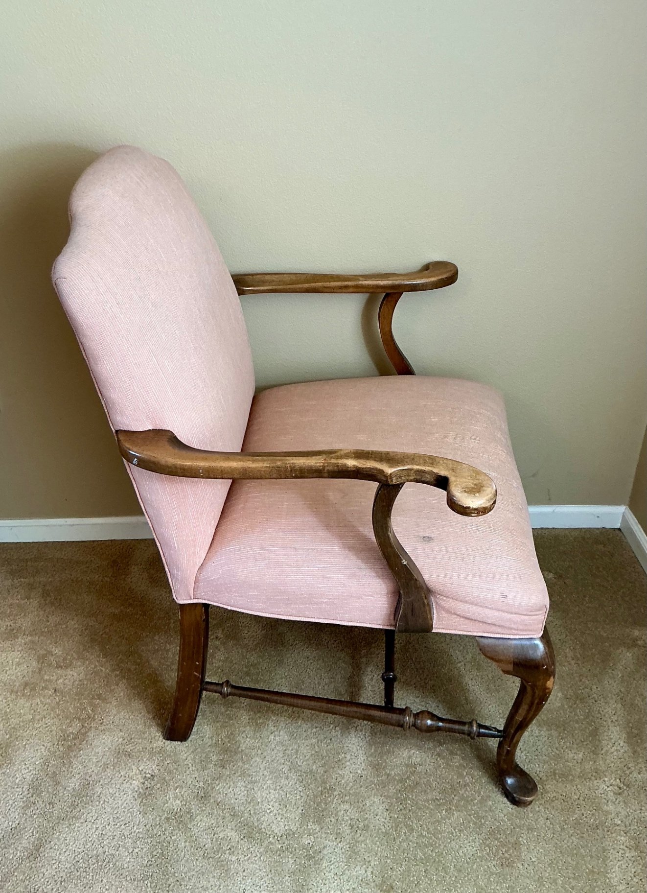 Two vintage upholstered armchairs with carved wood frames - image 7 of 9