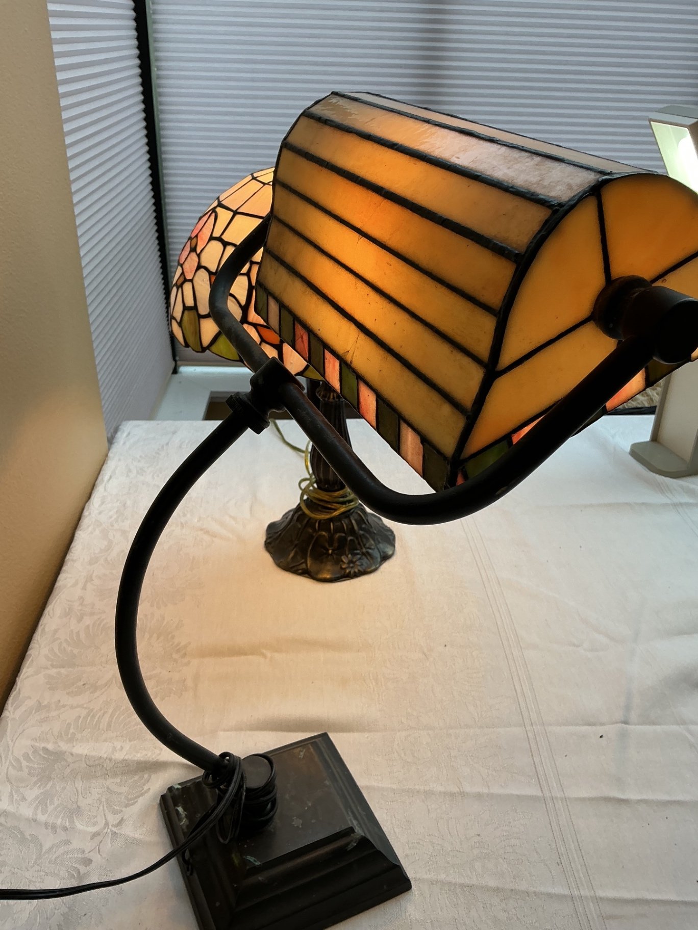 Two vintage stain glass lamps - image 4 of 5