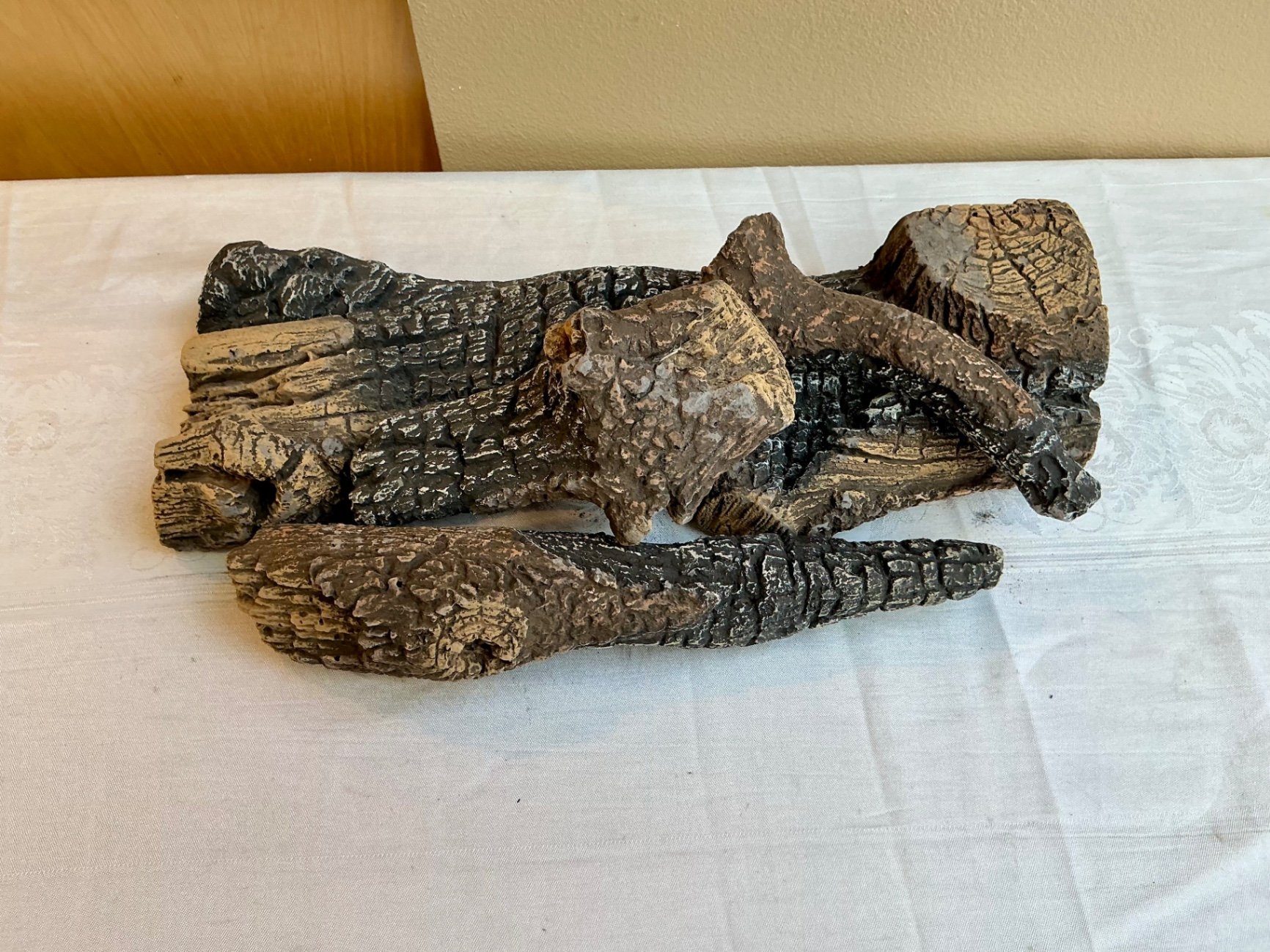 Decorative pumpkin lantern and ceramic fireplace logs - image 2 of 4