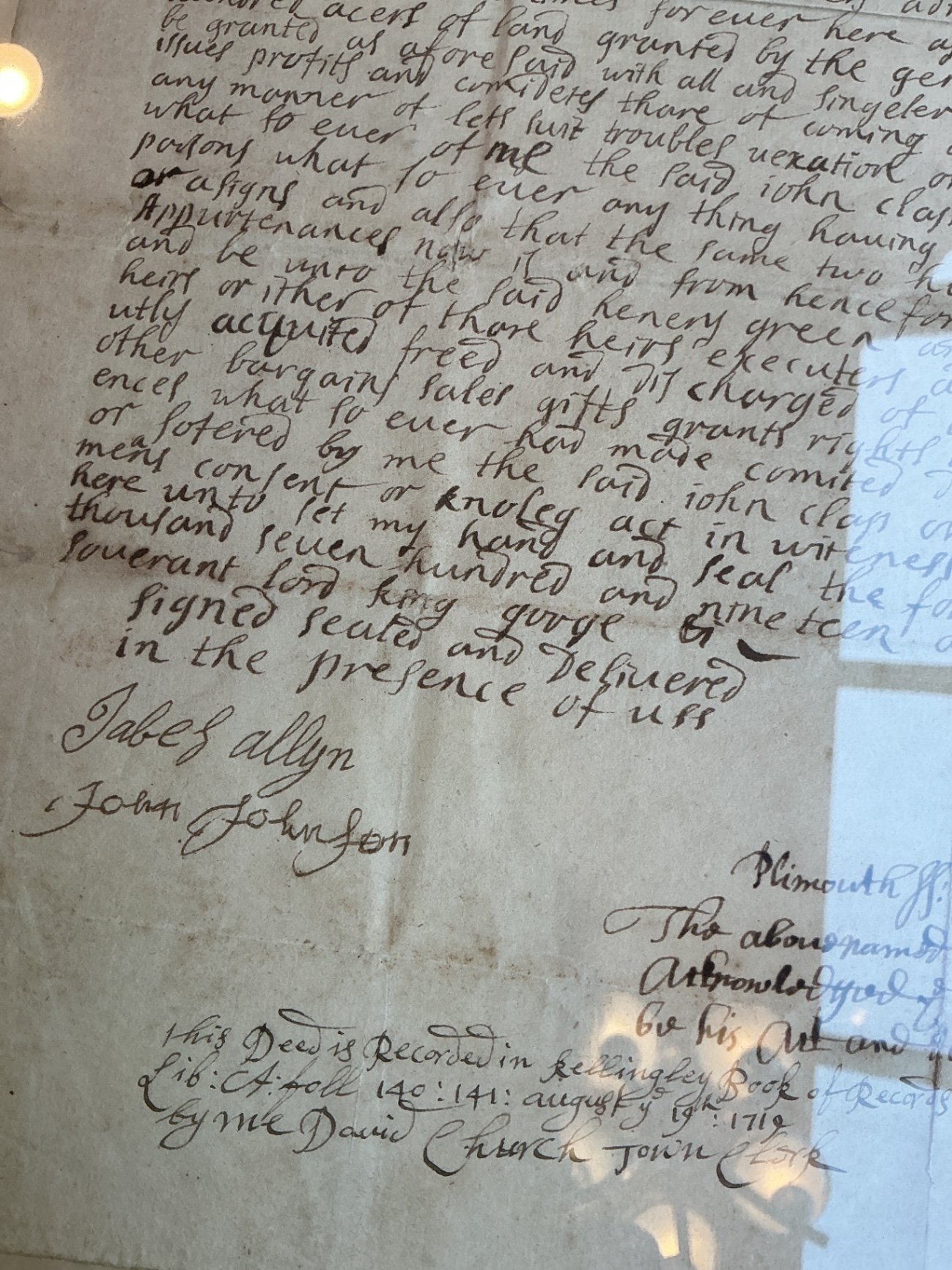 A framed Deed of Land from 1719 - image 2 of 7