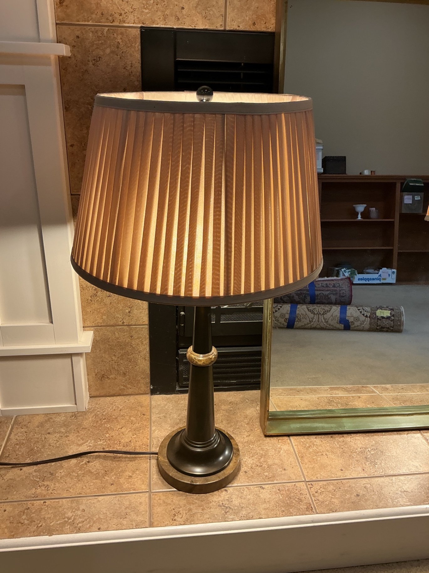 Olive Shadow Box Wall Mirror & 2 Table Lamps - image 6 of 6