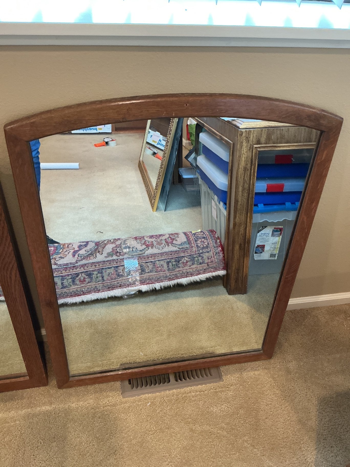 Two Vintage Wood Framed Wall Mirrors - image 2 of 4