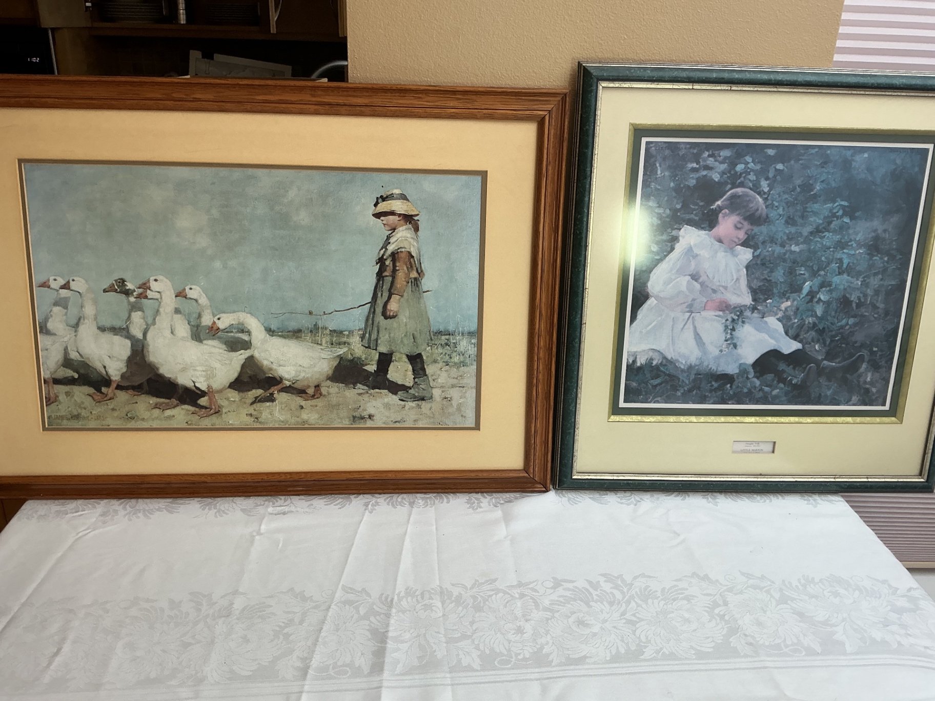 Two Framed Vintage Prints featuring Young Girls - image 1 of 6