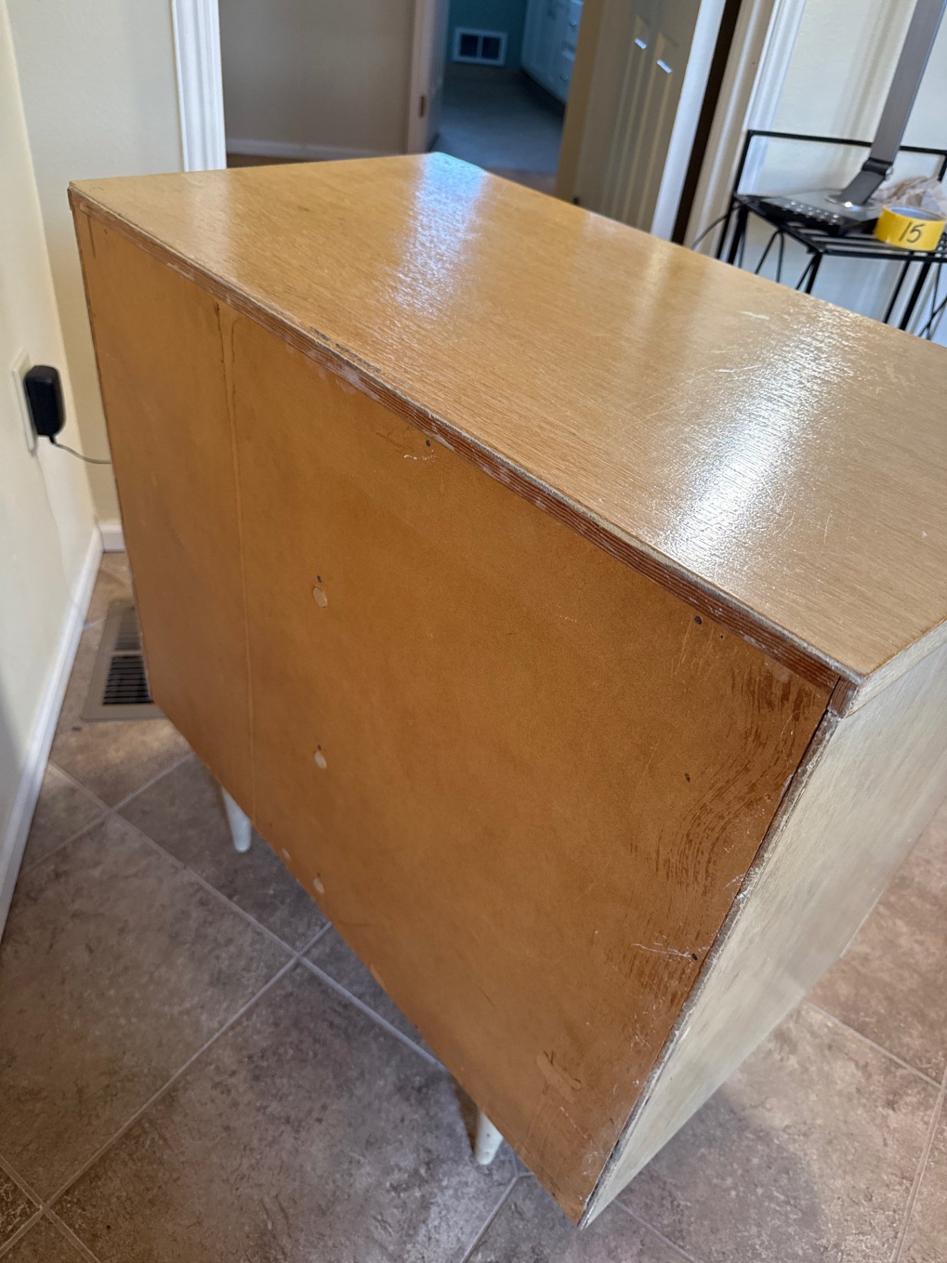 MCM Light oak veneer 3-drawer dresser with tapered legs - image 5 of 5