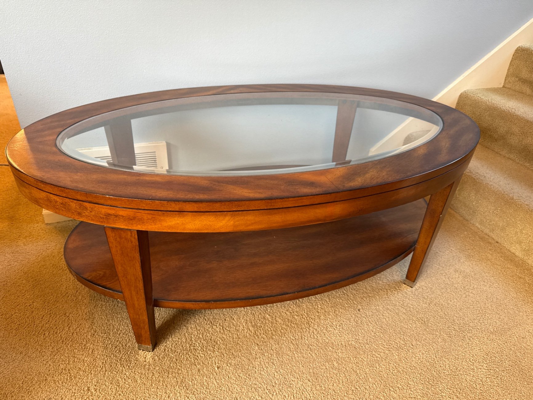 Oval Wood and Glass Coffee Table - image 1 of 3
