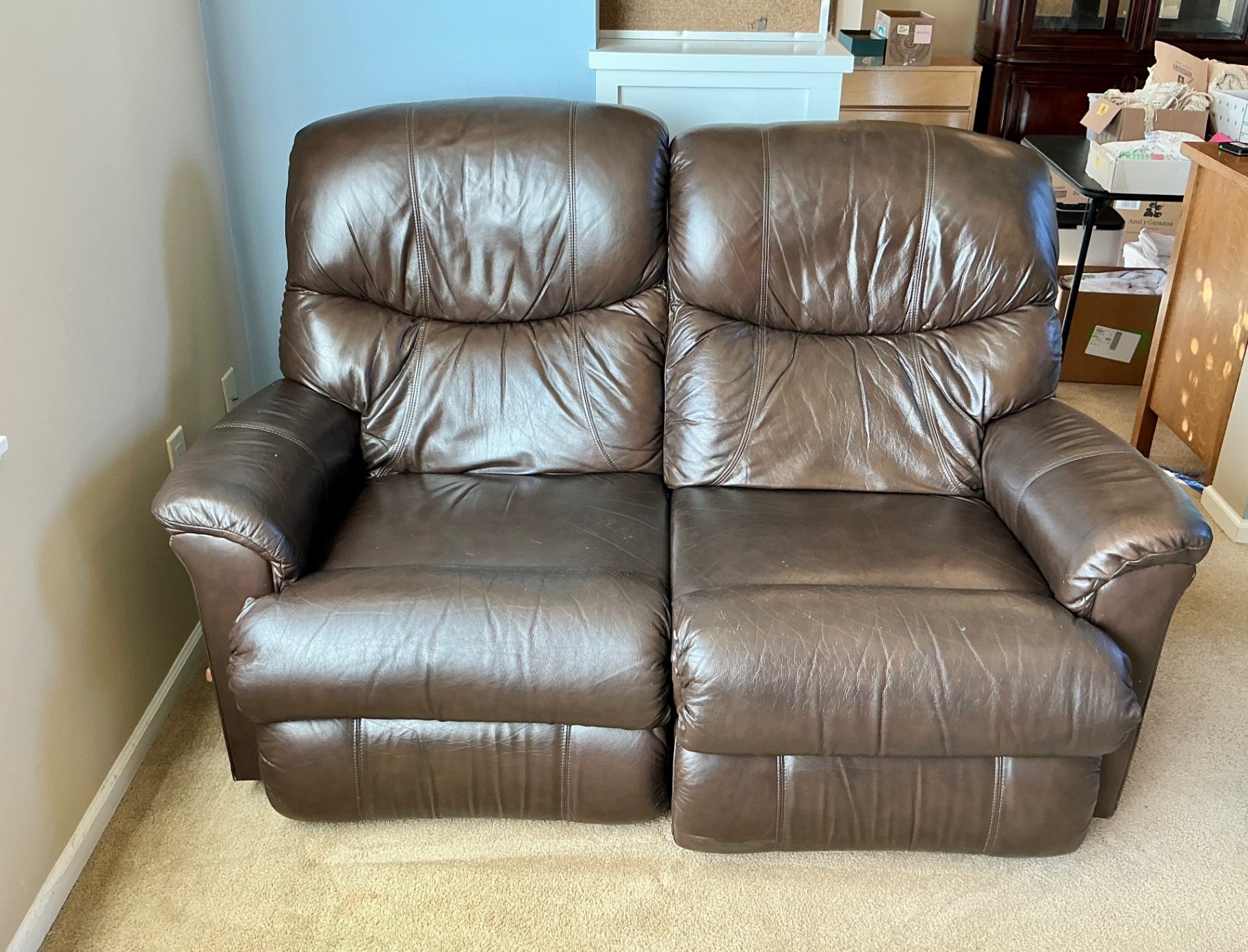 Reclining 'Leather' Loveseat and more - image 1 of 8