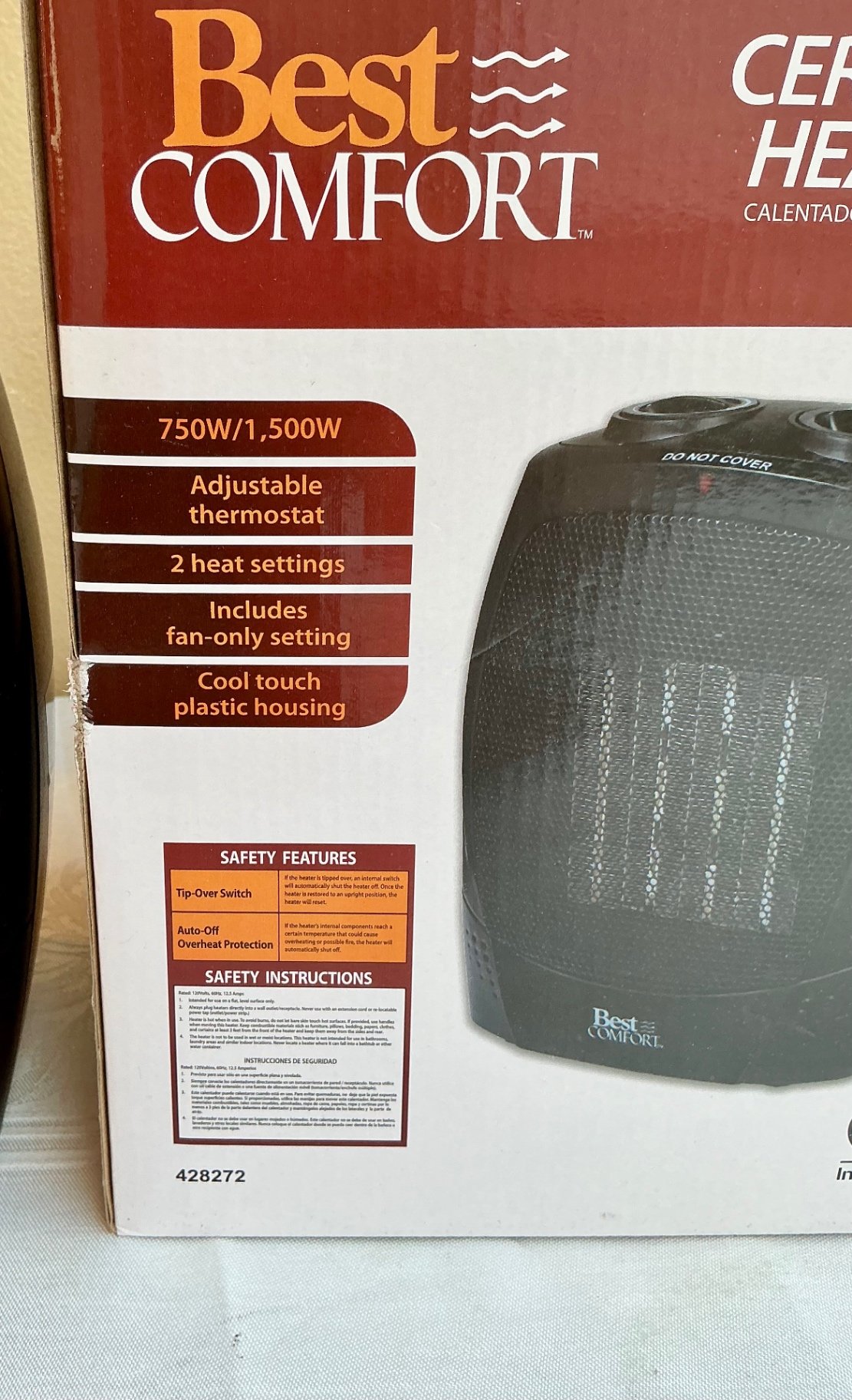 Best Comfort Compact Ceramic Heater with Box and Manual - image 3 of 3