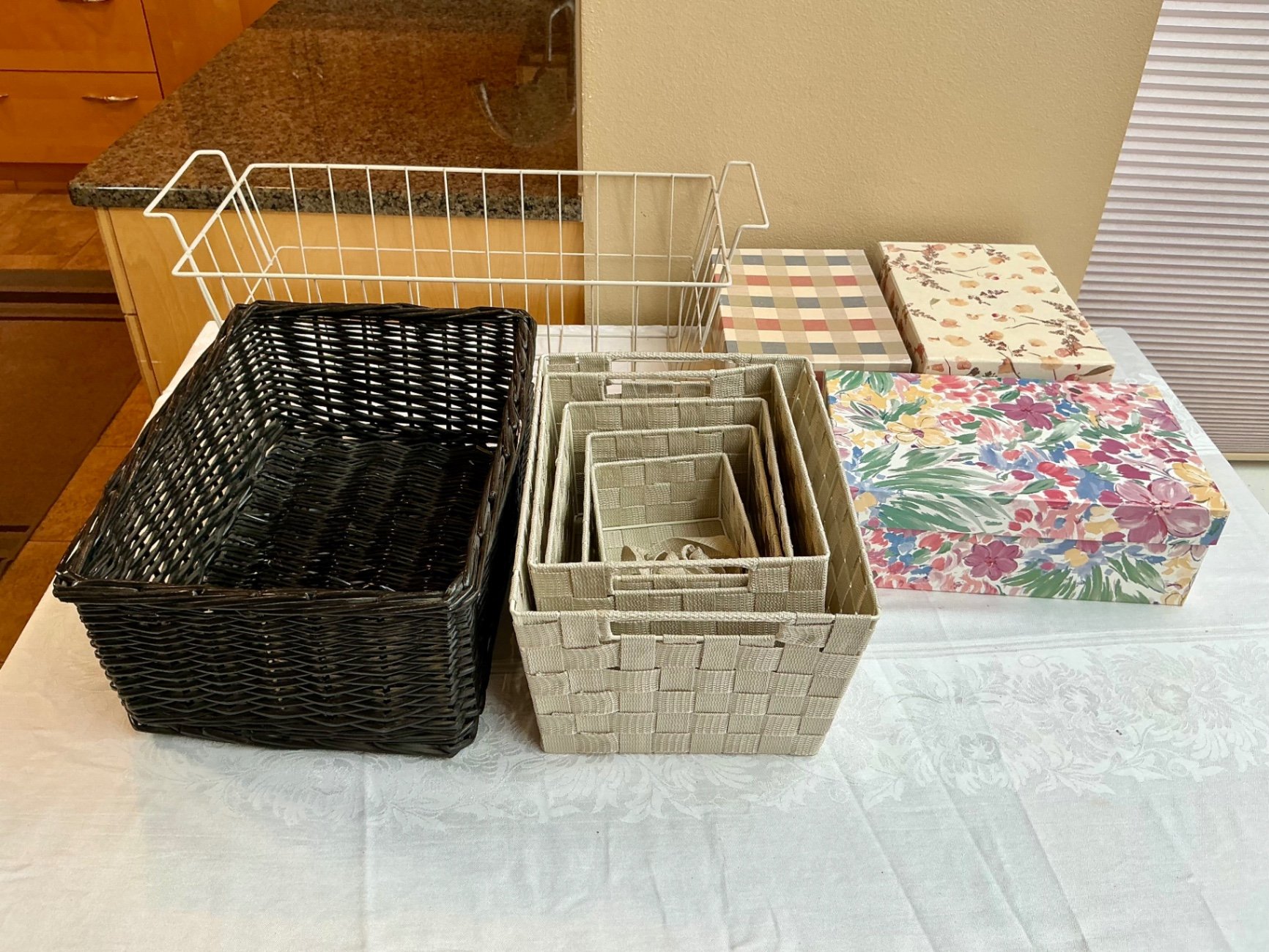 Woven Storage Baskets with Wire Rack and Decorative Boxes - image 1 of 4
