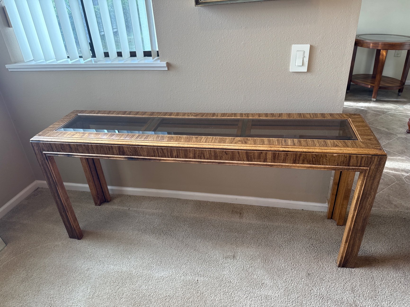 3 Wood and Glass Occasional Tables, and 3 matching lamps - image 3 of 7