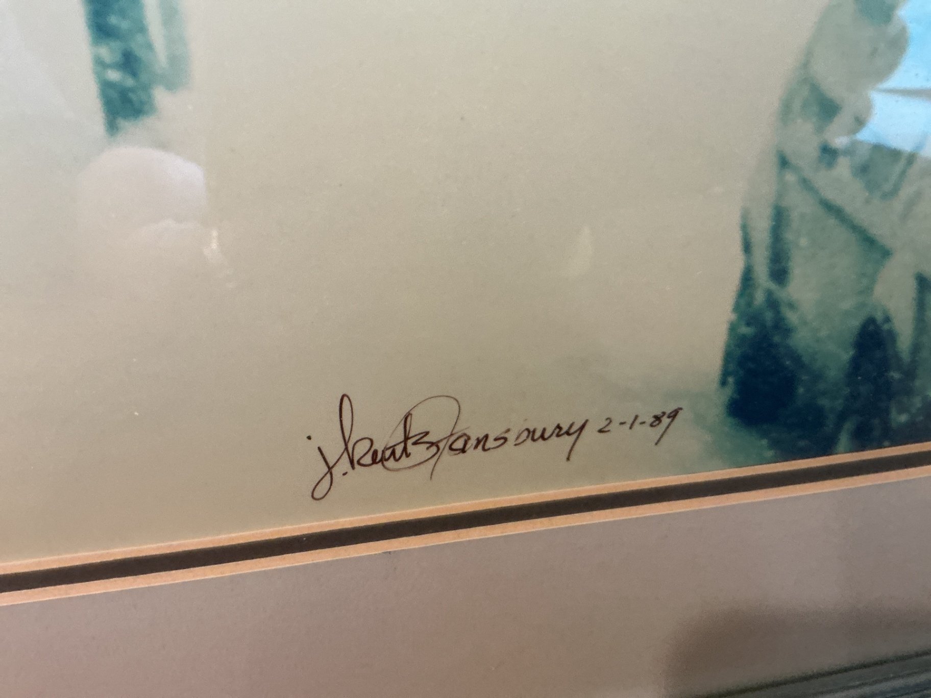 Pair of blue velvet tufted barrel armchairs, lamp & print - image 11 of 11