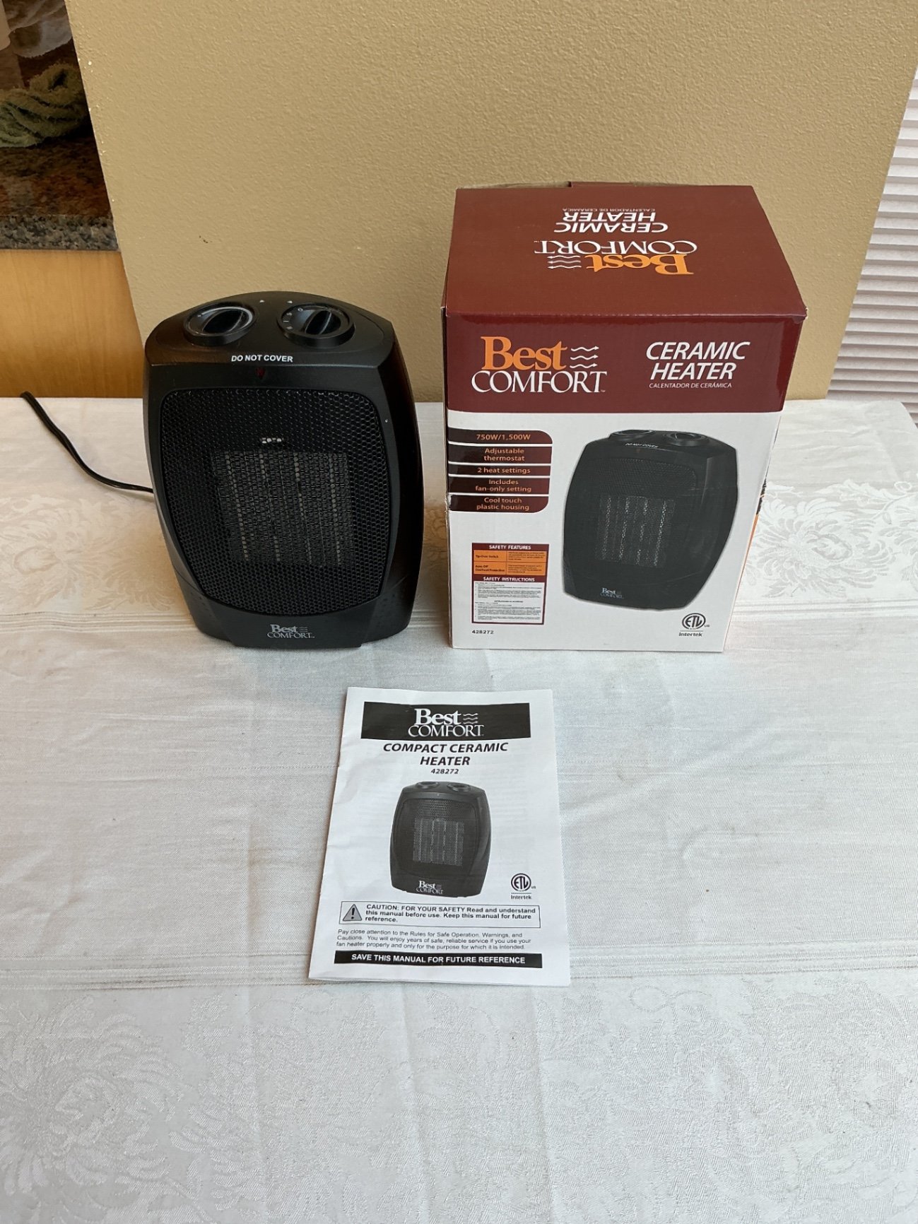 Best Comfort Compact Ceramic Heater with Box and Manual - image 1 of 3