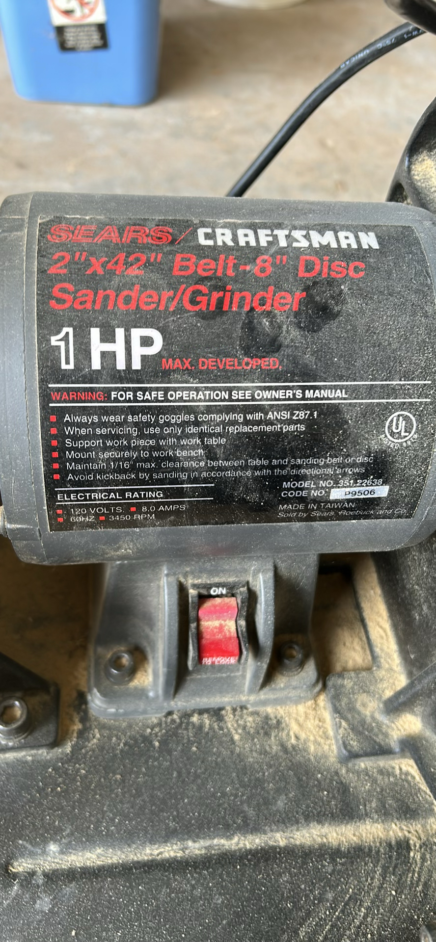Craftsman 2” X 42” Belt 8” Disc Sander/ Grinder - image 6 of 6