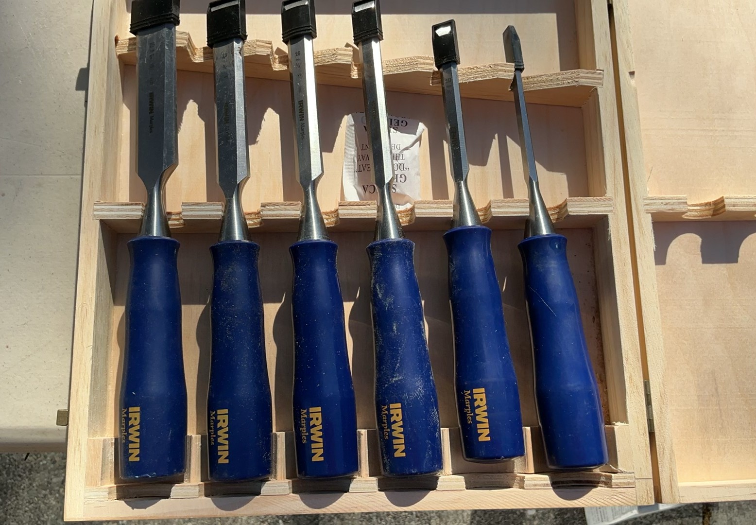 IRWIN Marples Wood Carving Chisels with Wooden Case and Tool Roll - image 4 of 5