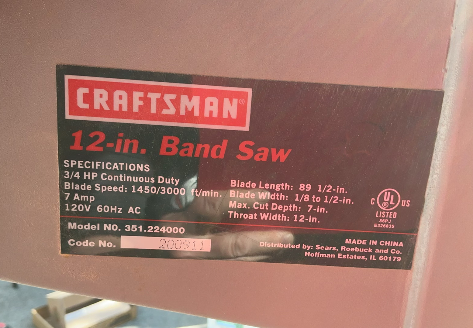 Craftsman 12” Band Saw - image 7 of 9