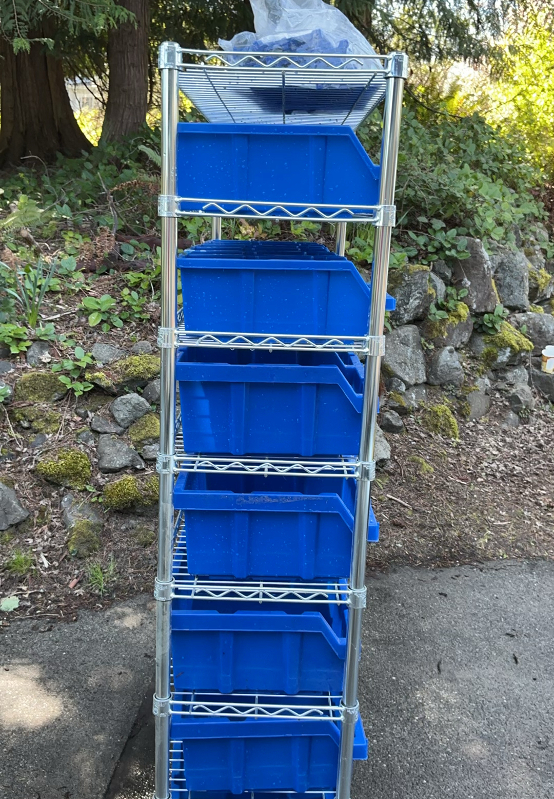 Steel Rolling Rack, Blue Containers - image 2 of 3
