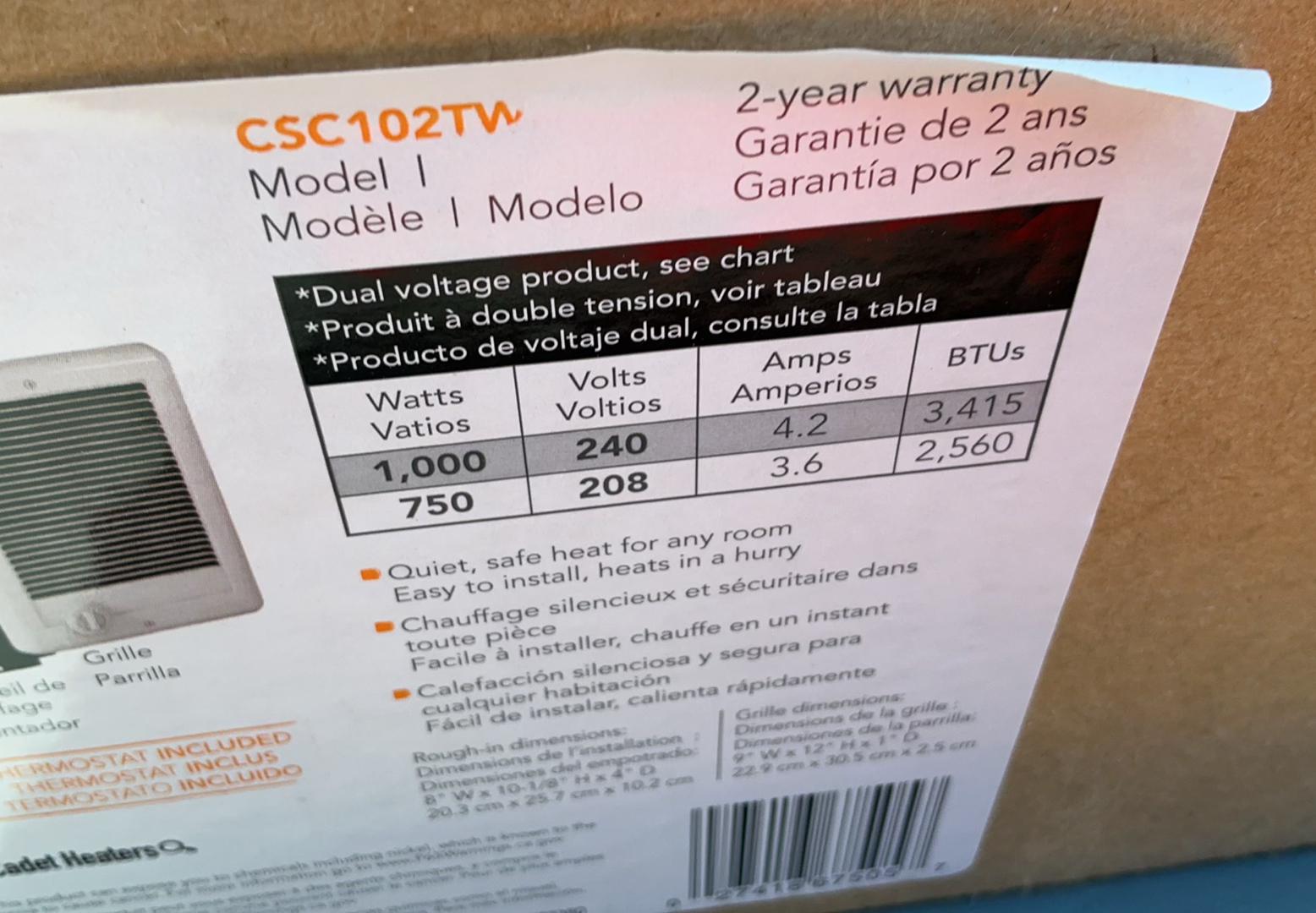 Wall Heater, 2 Honeywell Fans - image 6 of 6